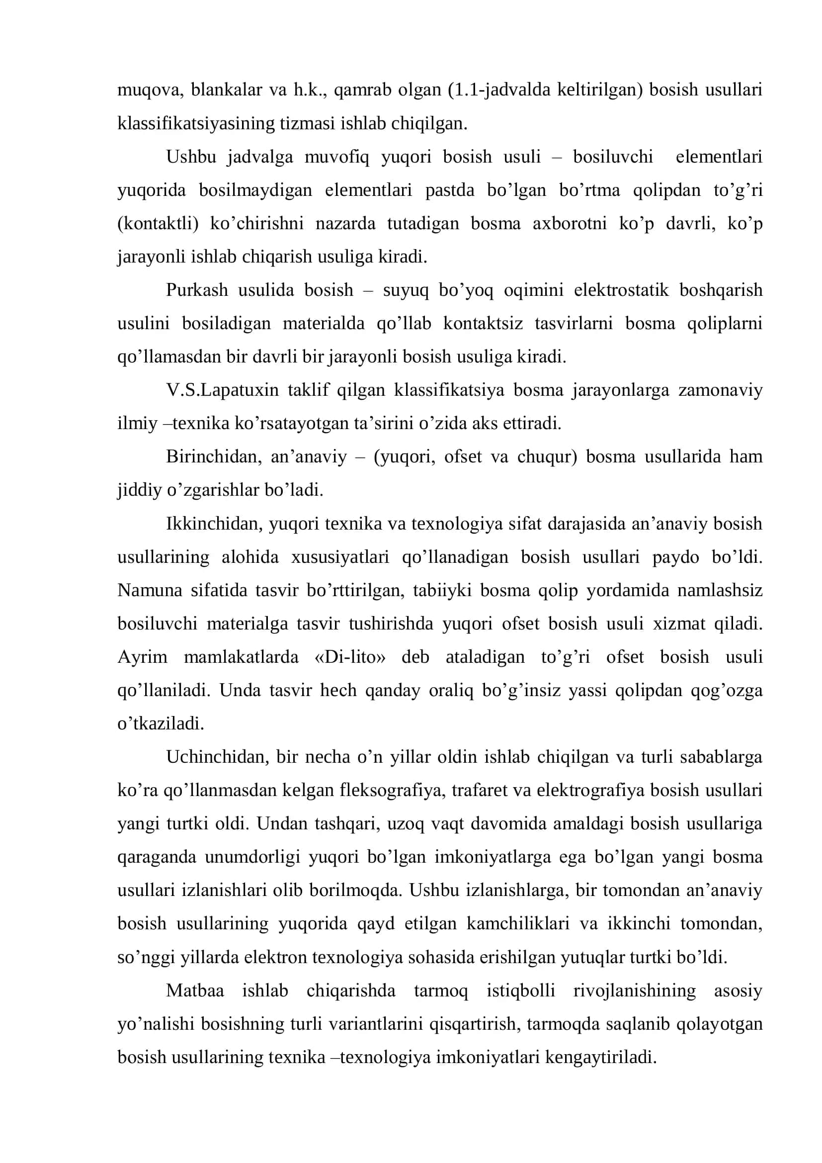 Bоsish jarayoni klassifikatsiyasi 3