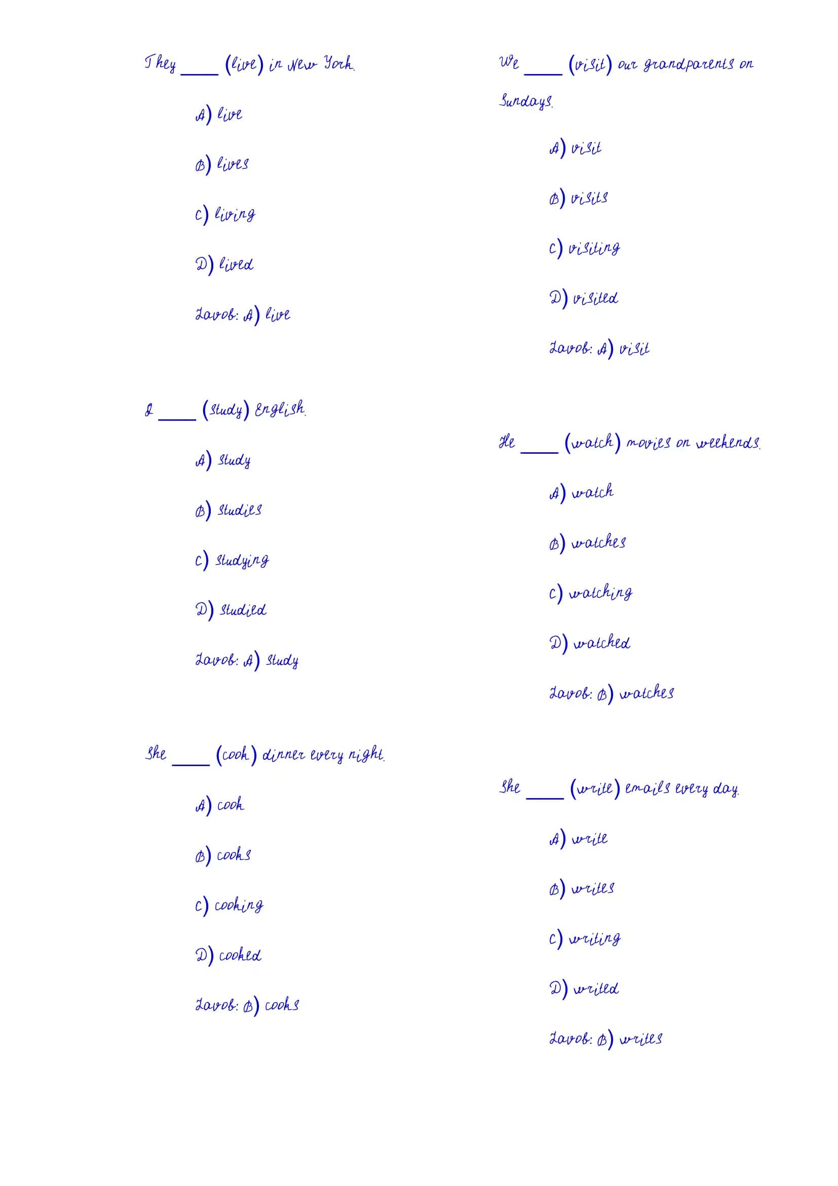 English Grammar Quiz 3
