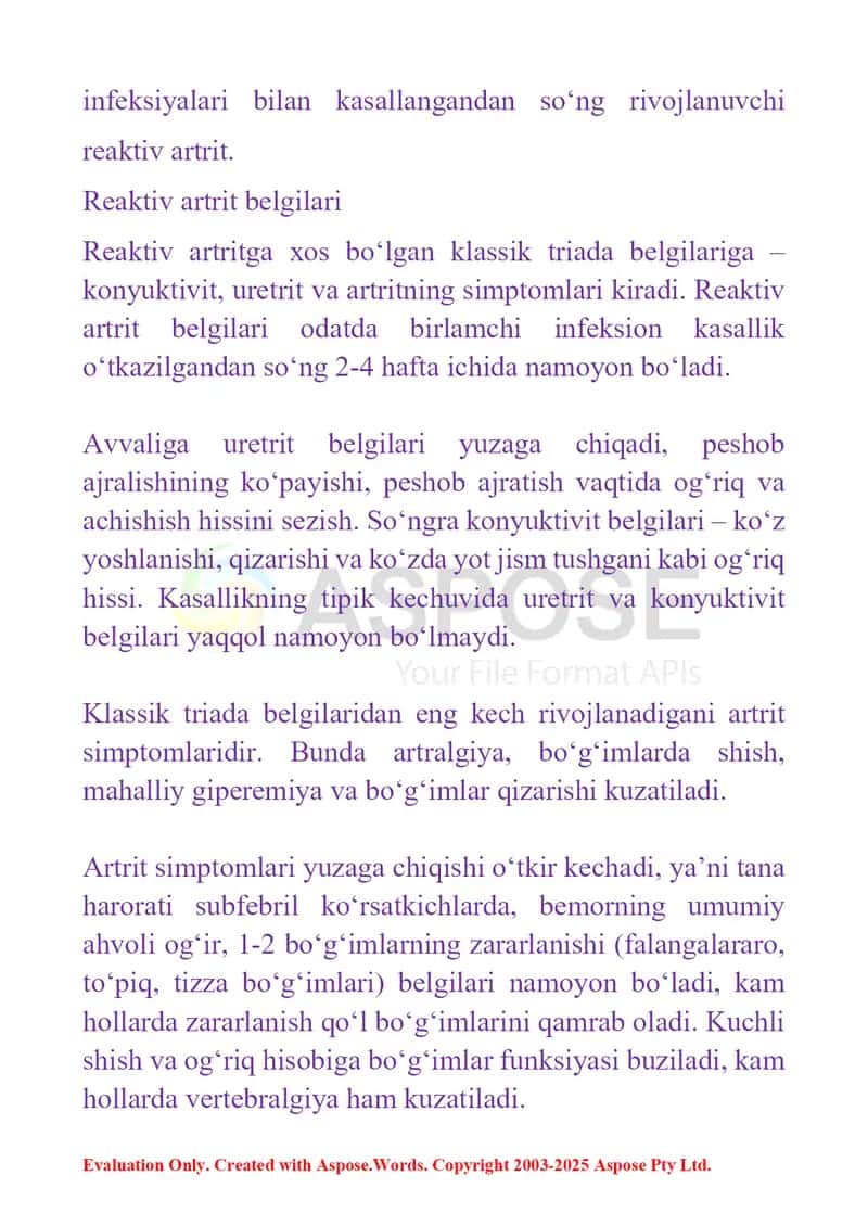 Reaktiv artritlar 3
