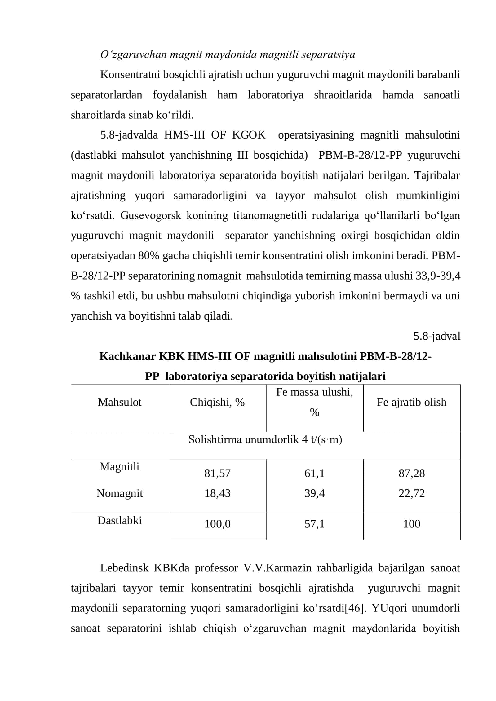Magnetit va gematitli rudalarni boyitish 3