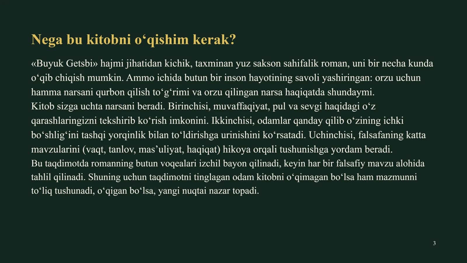 Buyuk Getsbi asar taqdimoti 3