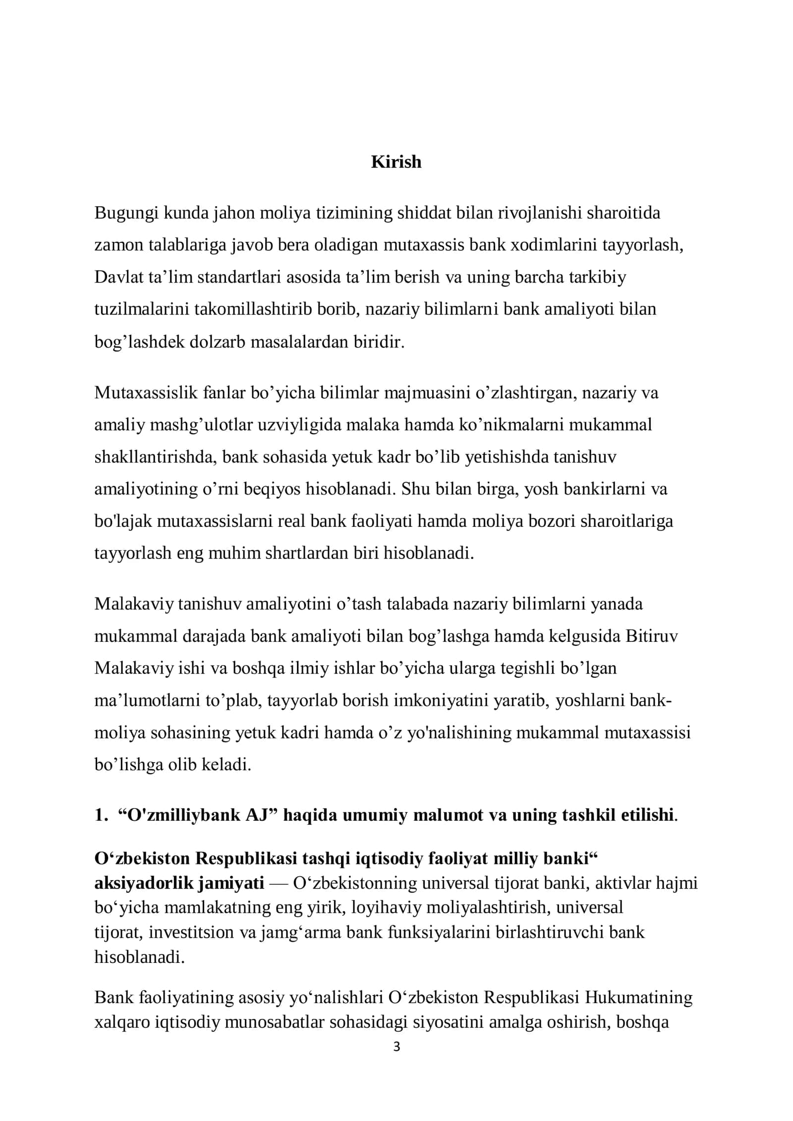 Bank amalyot hisoboti 3