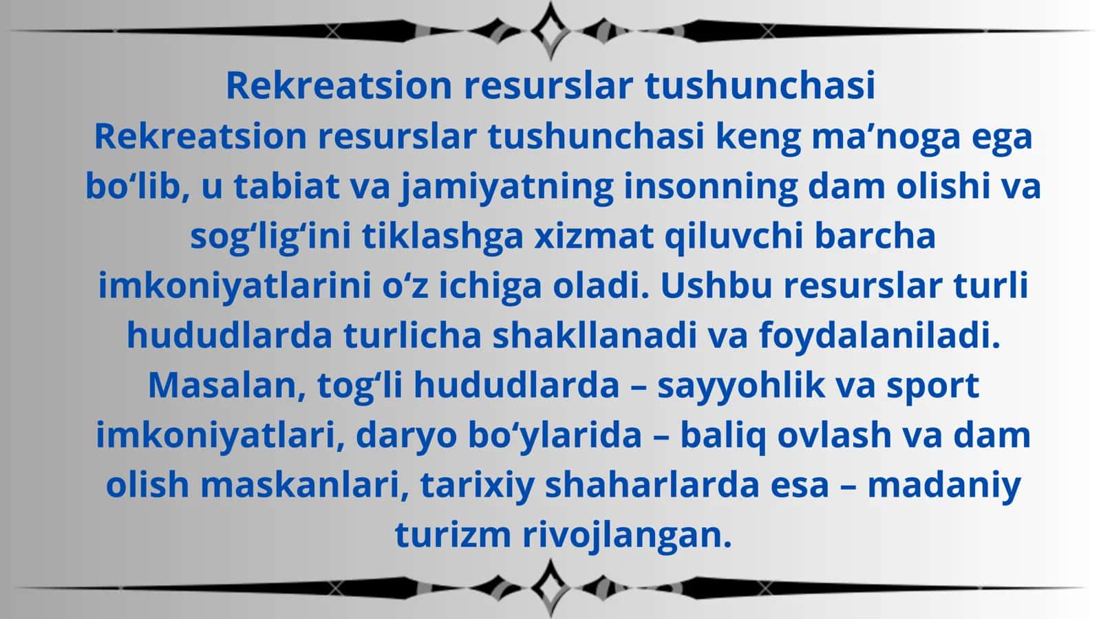 Rekreatsion resurslar 3
