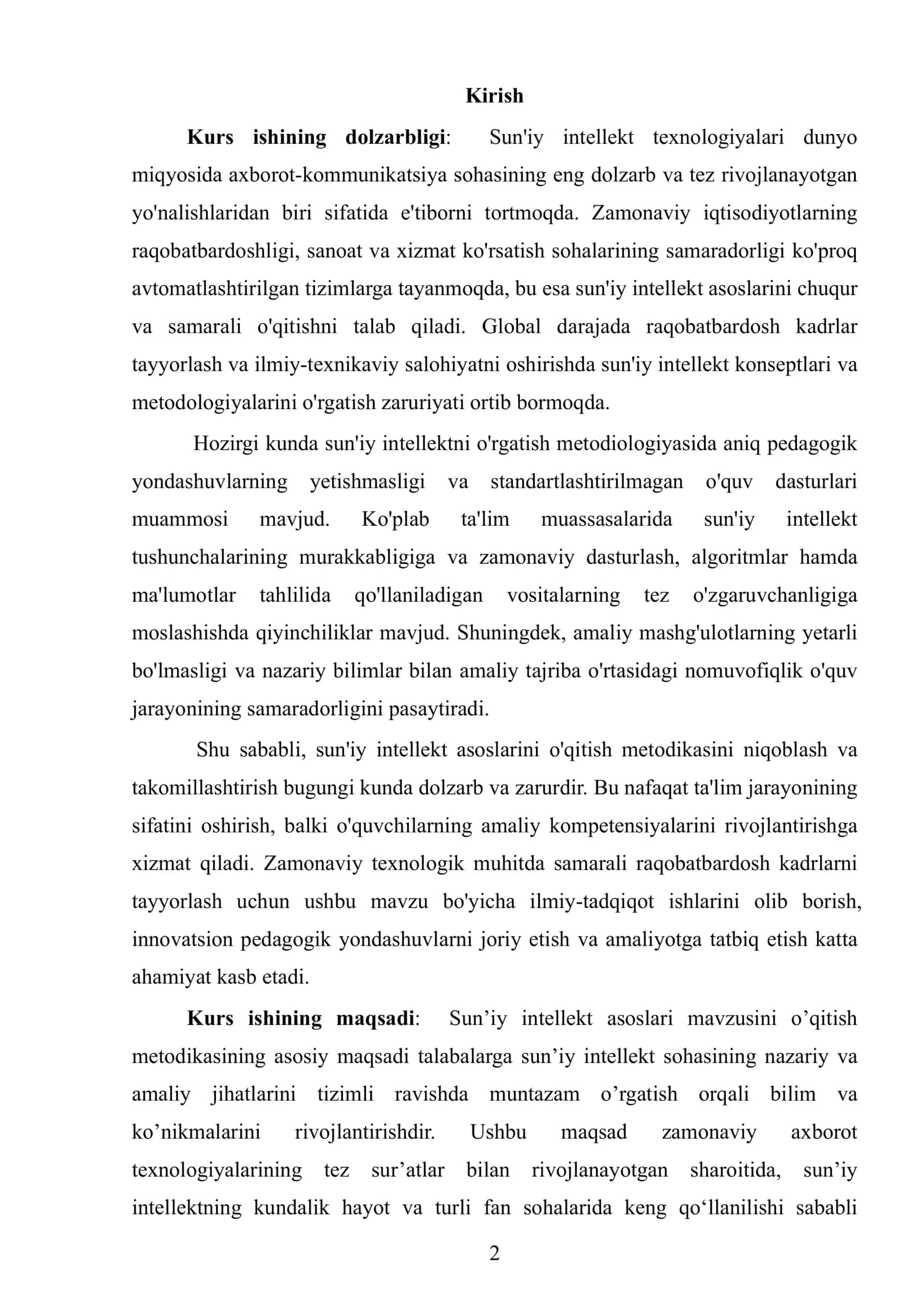 Sun’iy intellekt asoslari mavzusini o’qitish metodikasi 3
