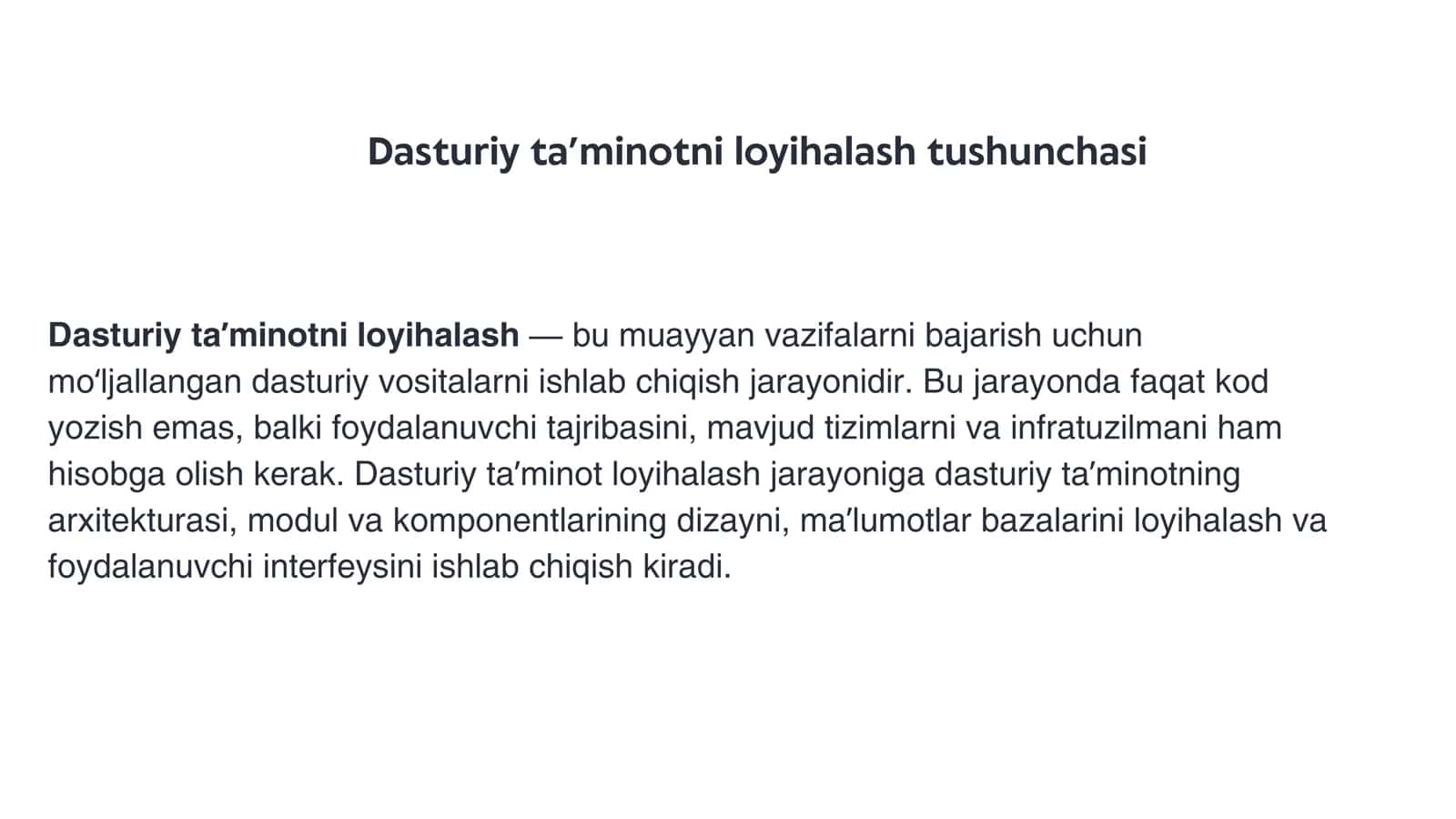 Dasturiy ta’minot tizimlarini loyihalash usullari 3