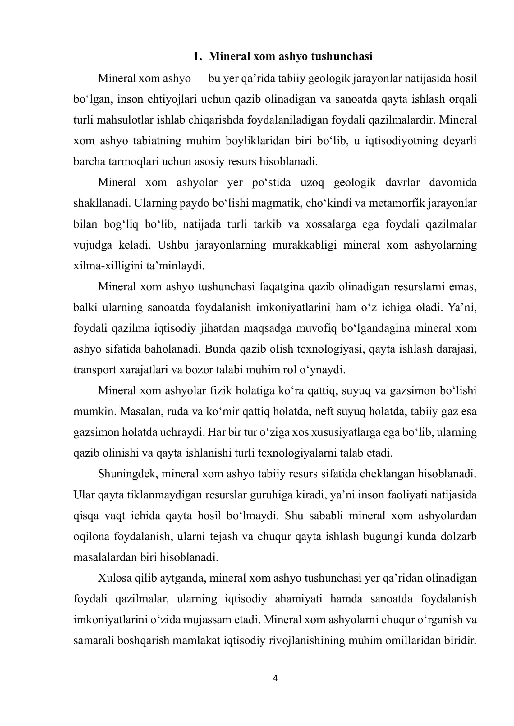 Mineral xom ashyo turlari va ularning tasnifi 3