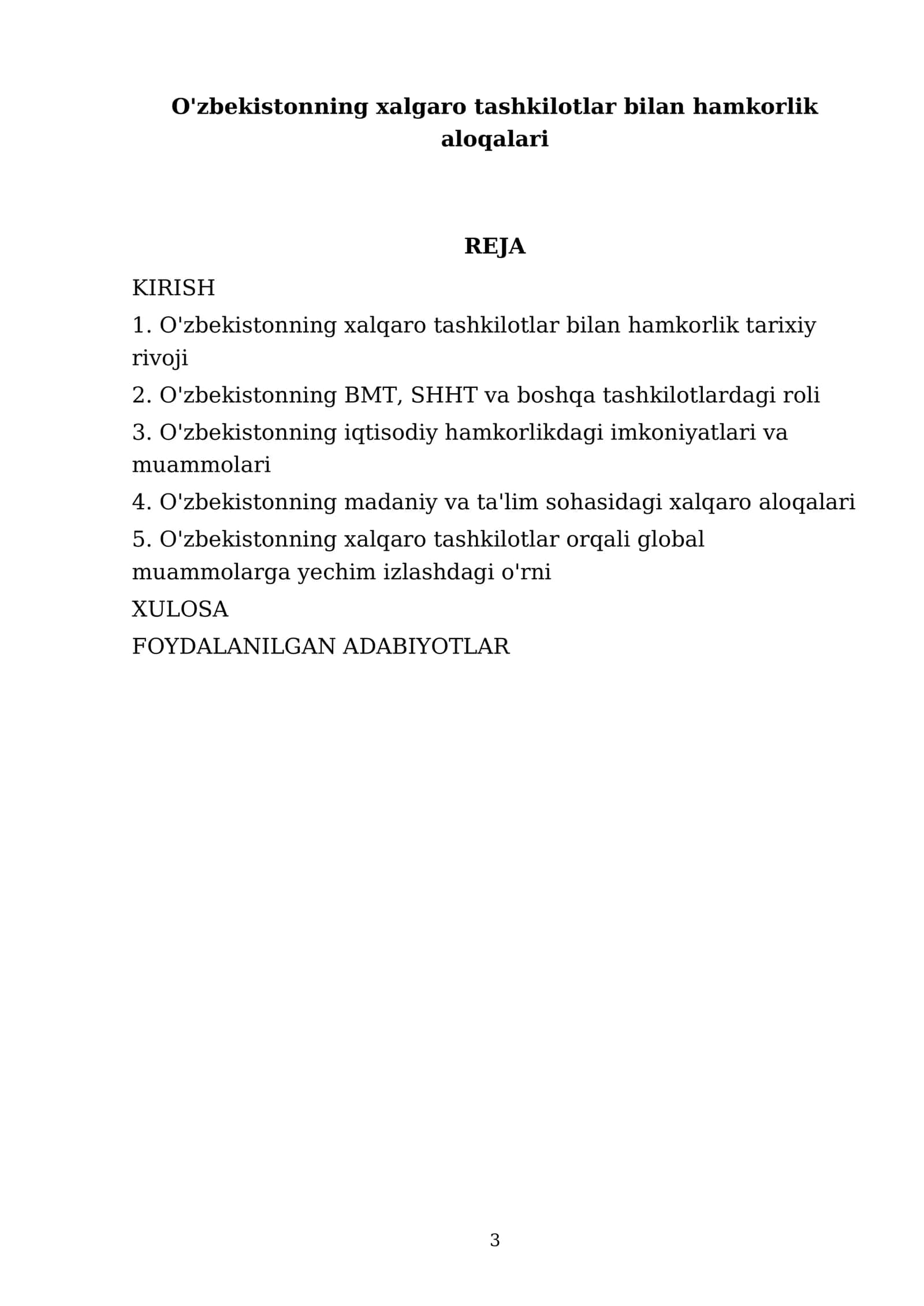 O'zbekistonning xalgaro tashkilotlar bilan hamkorlik aloqalari 3
