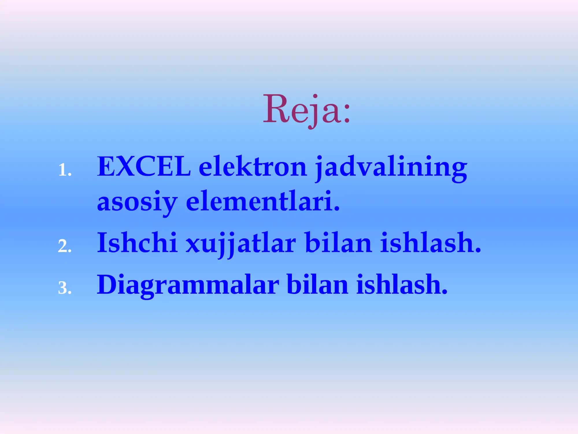 MS Excel dasturida jadvallar va diagrammalar bilan ishlash 3