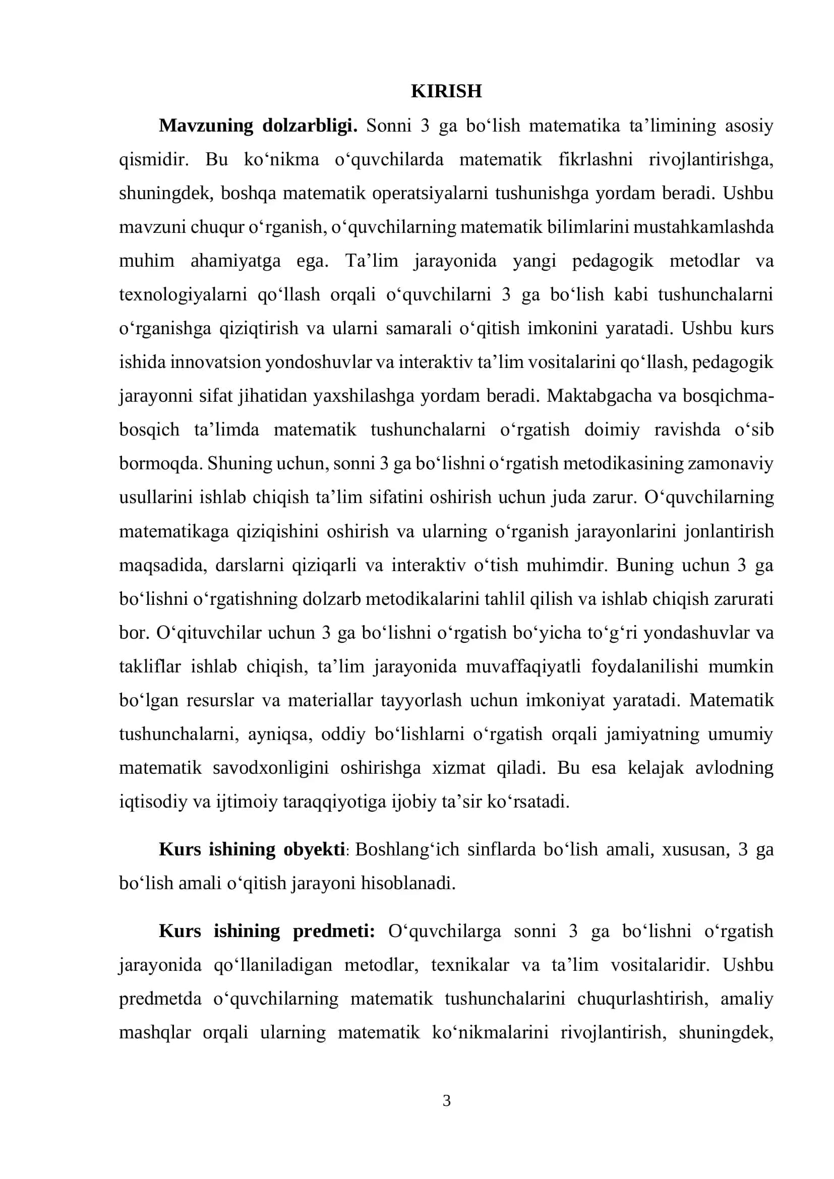 "SONNI 3 GA BO‘LISHNI O‘RGATISH METODIKASI" 3