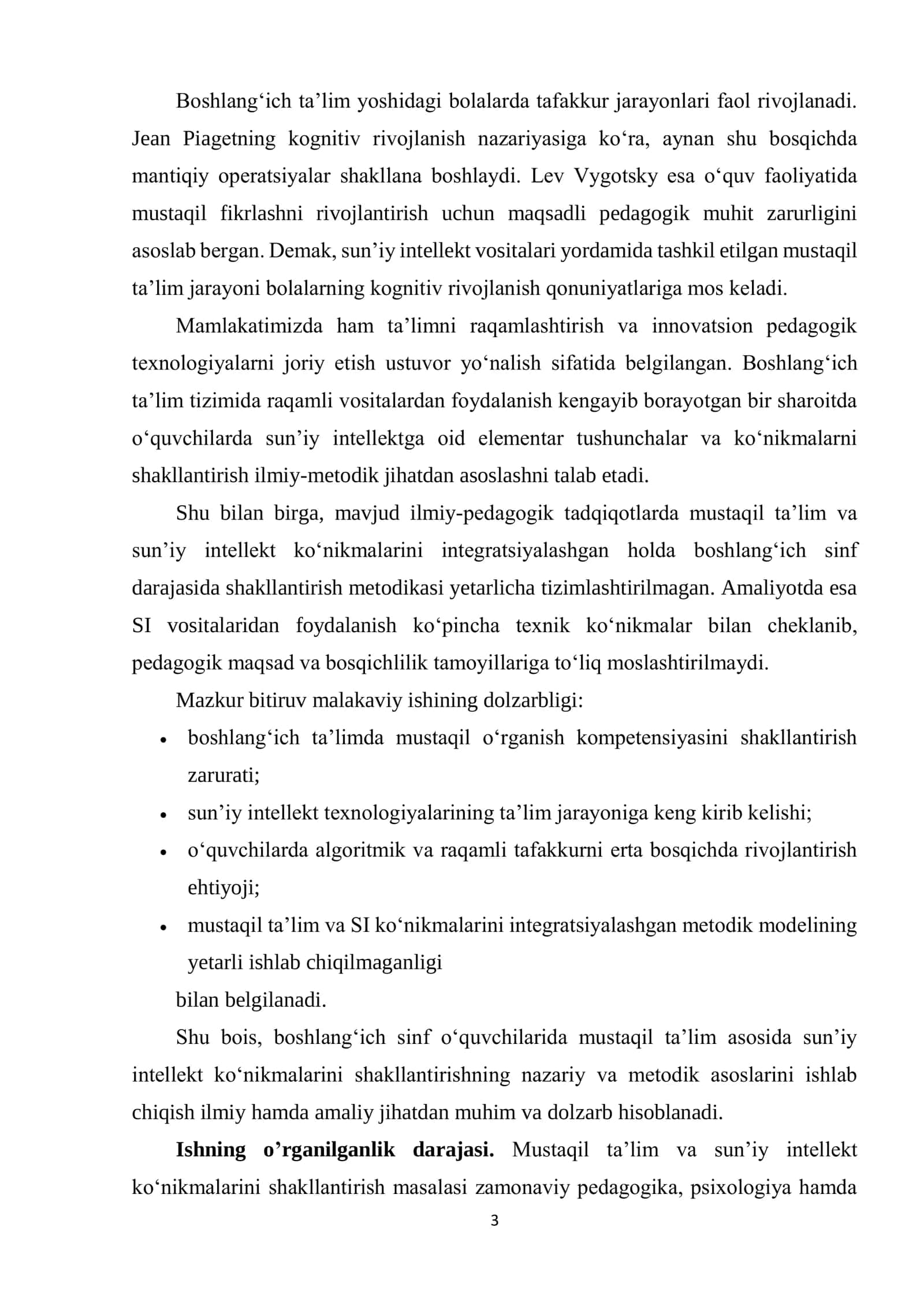 MUSTAQIL TA'LIM VA SUN'IY INTELLEKT KO'NIKMALARINING NAZARIY ASOSLARI 3