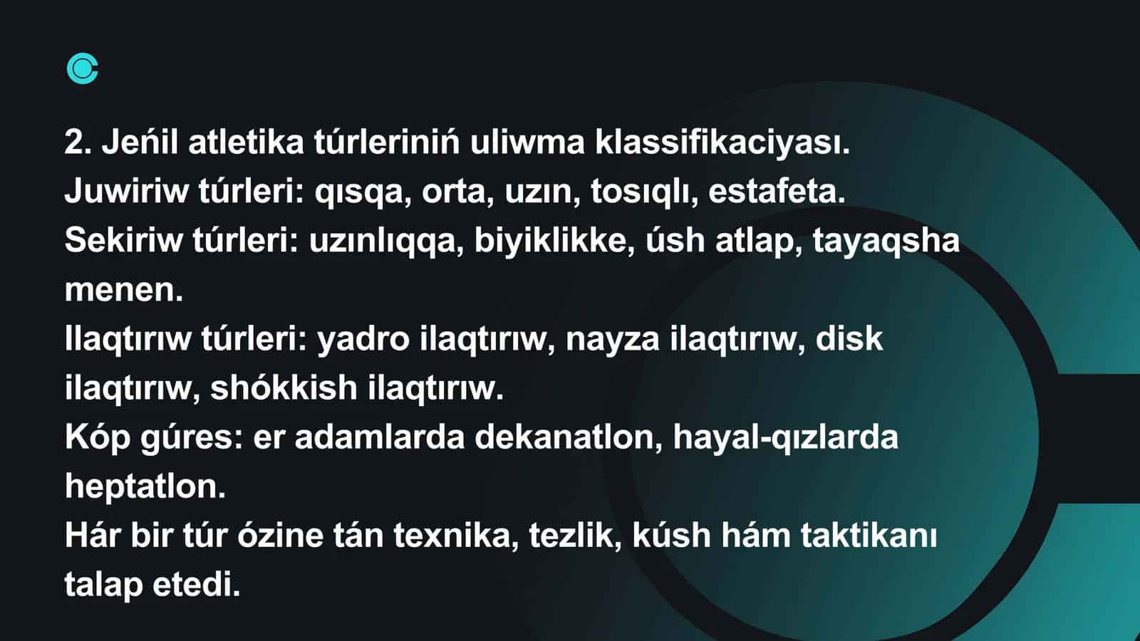 Jeńil atletika hám oniń túrleri 3