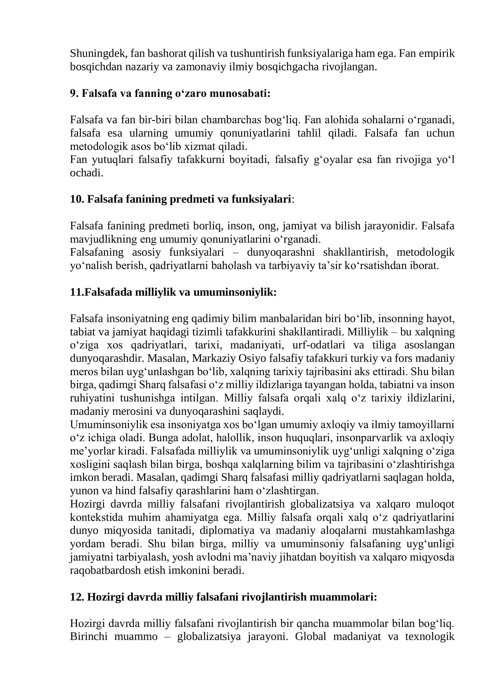 Falsafa fanidan Yakuniy javoblari. 3