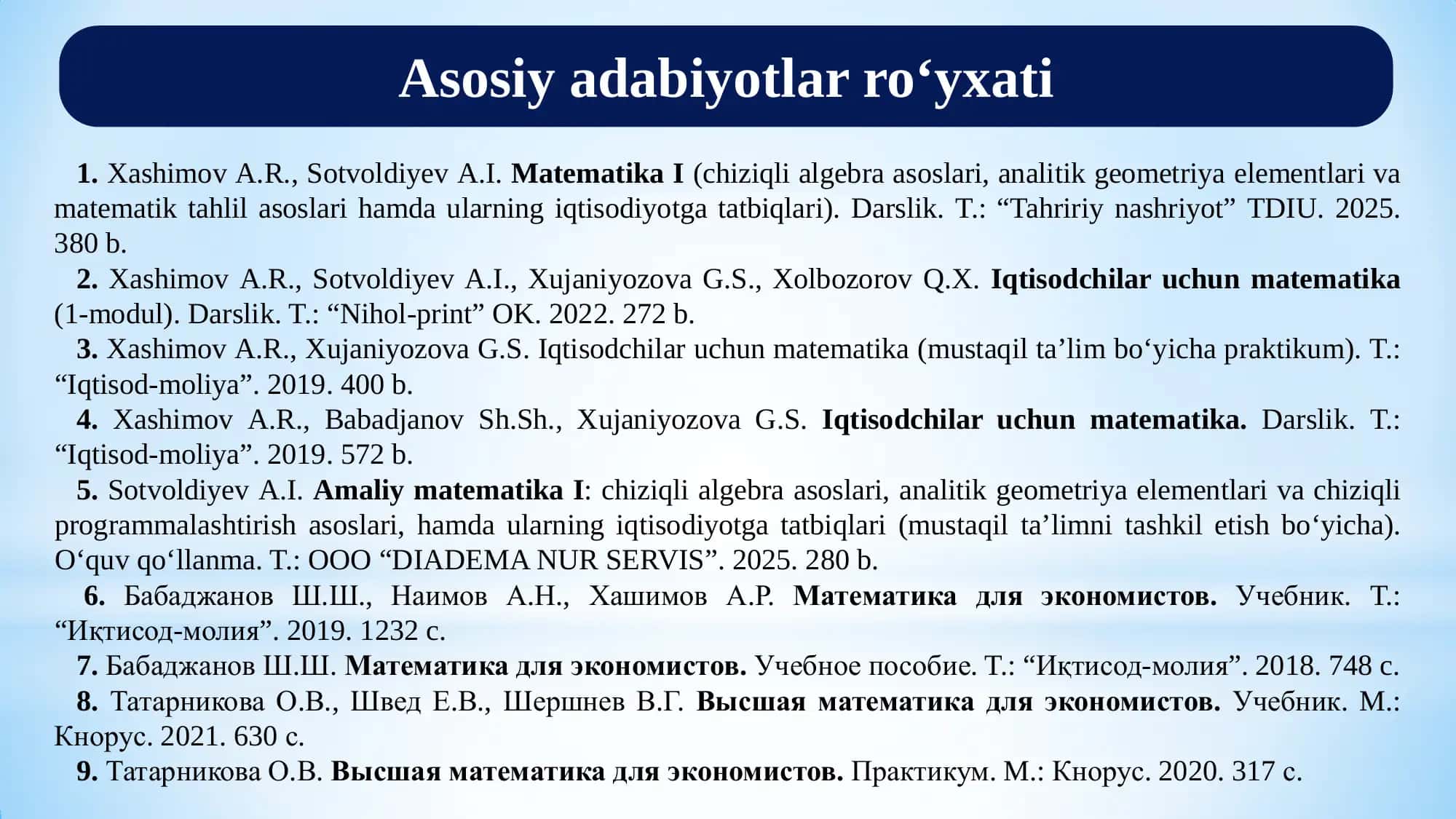 Amaliy matematika 1: Transport masalasi 3