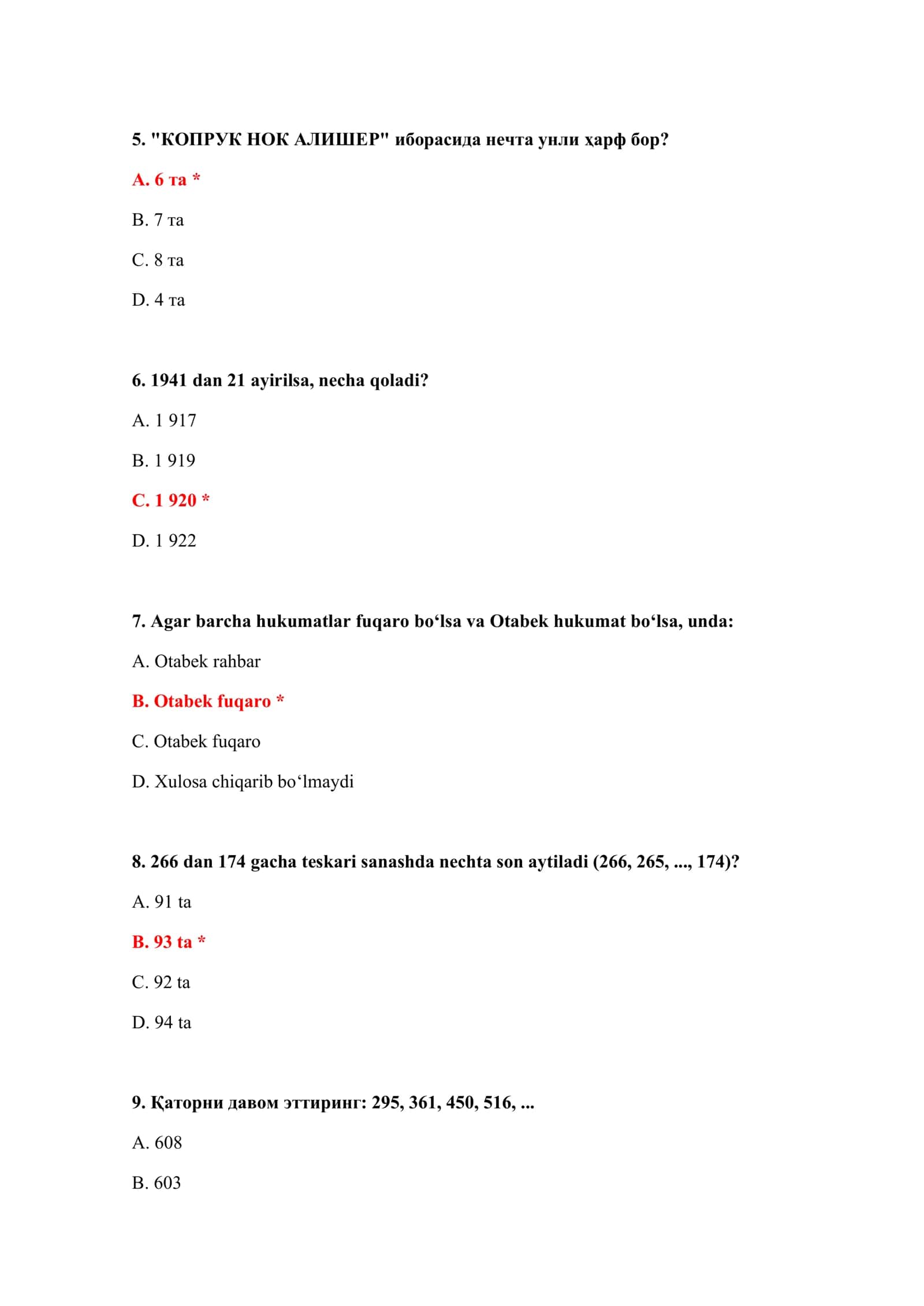 BOJXONA STATISTIKASI TESTLARI 3