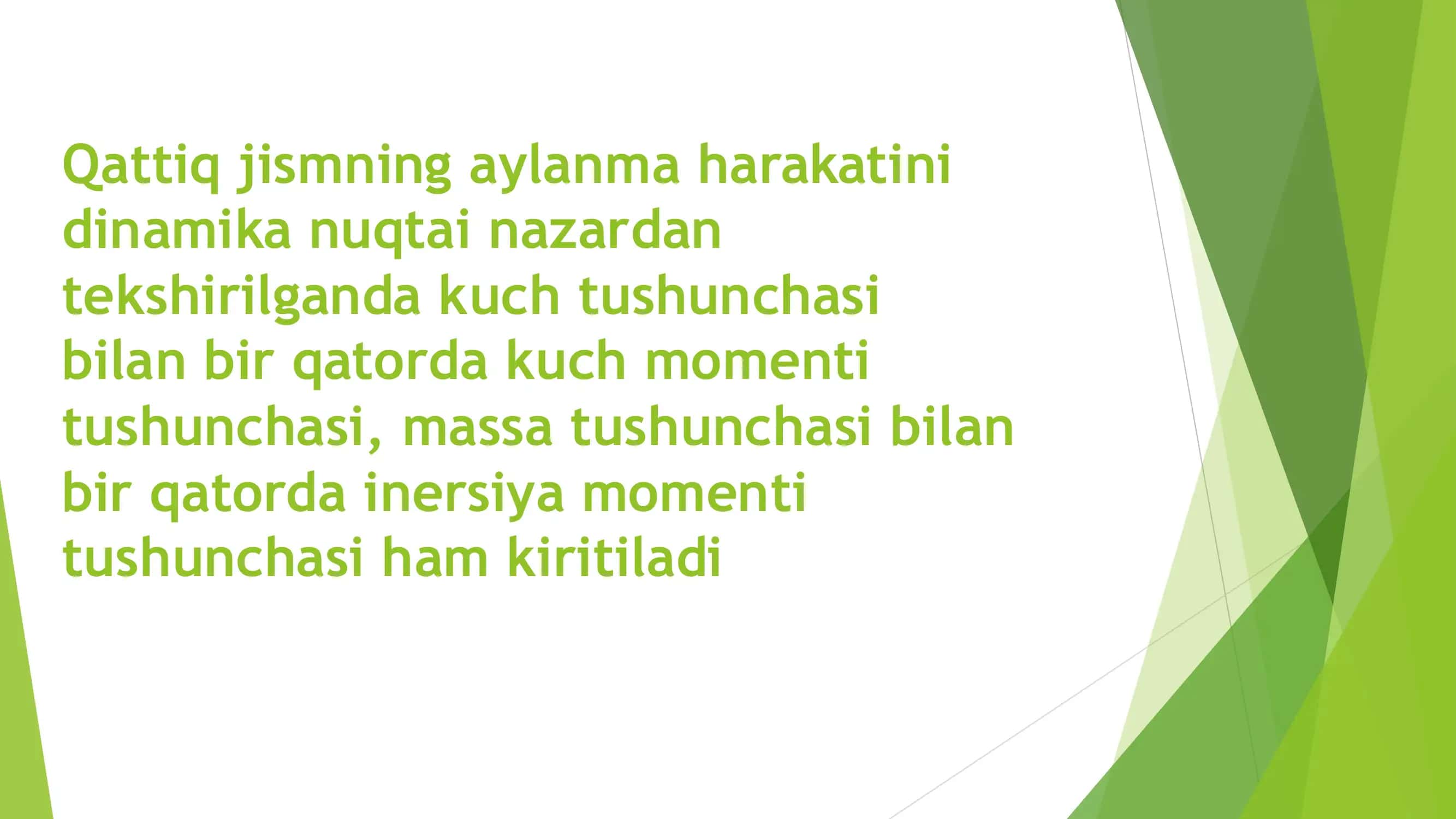 Biofizika fanida Aylanma harakat Mexanikasi 3
