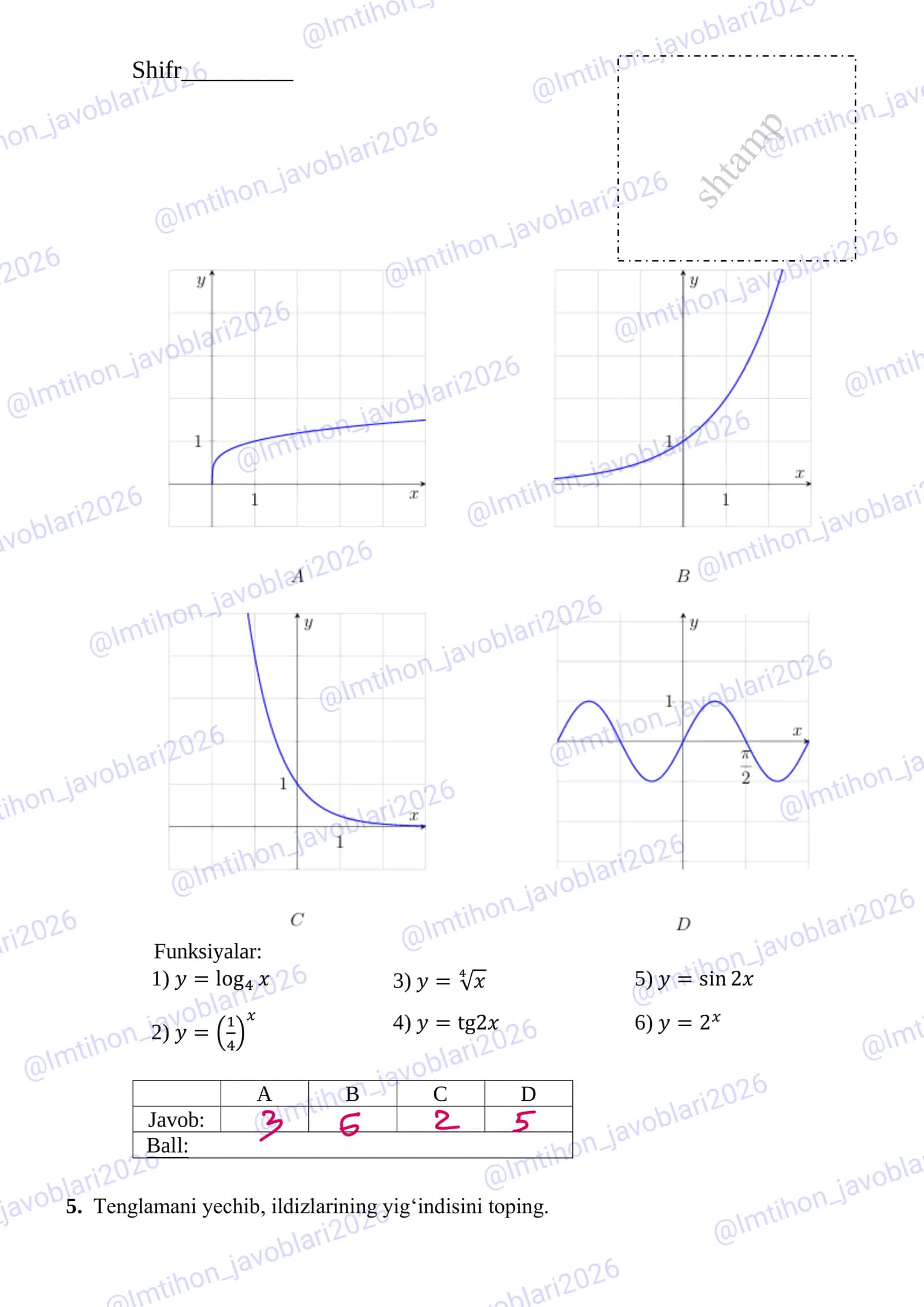 11 sinf  asosiy matematika 1 variant attestatsiya javoblari 3