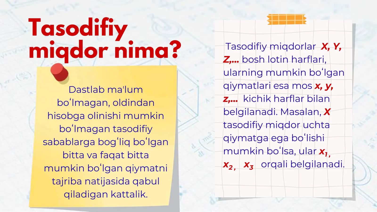 Tasodifiy miqdorlar va taqsimot funksiyalar 3