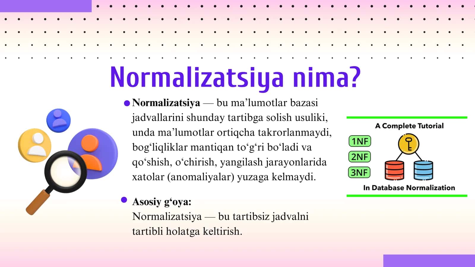Ma’lumotlar bazasida normalizatsiya 3