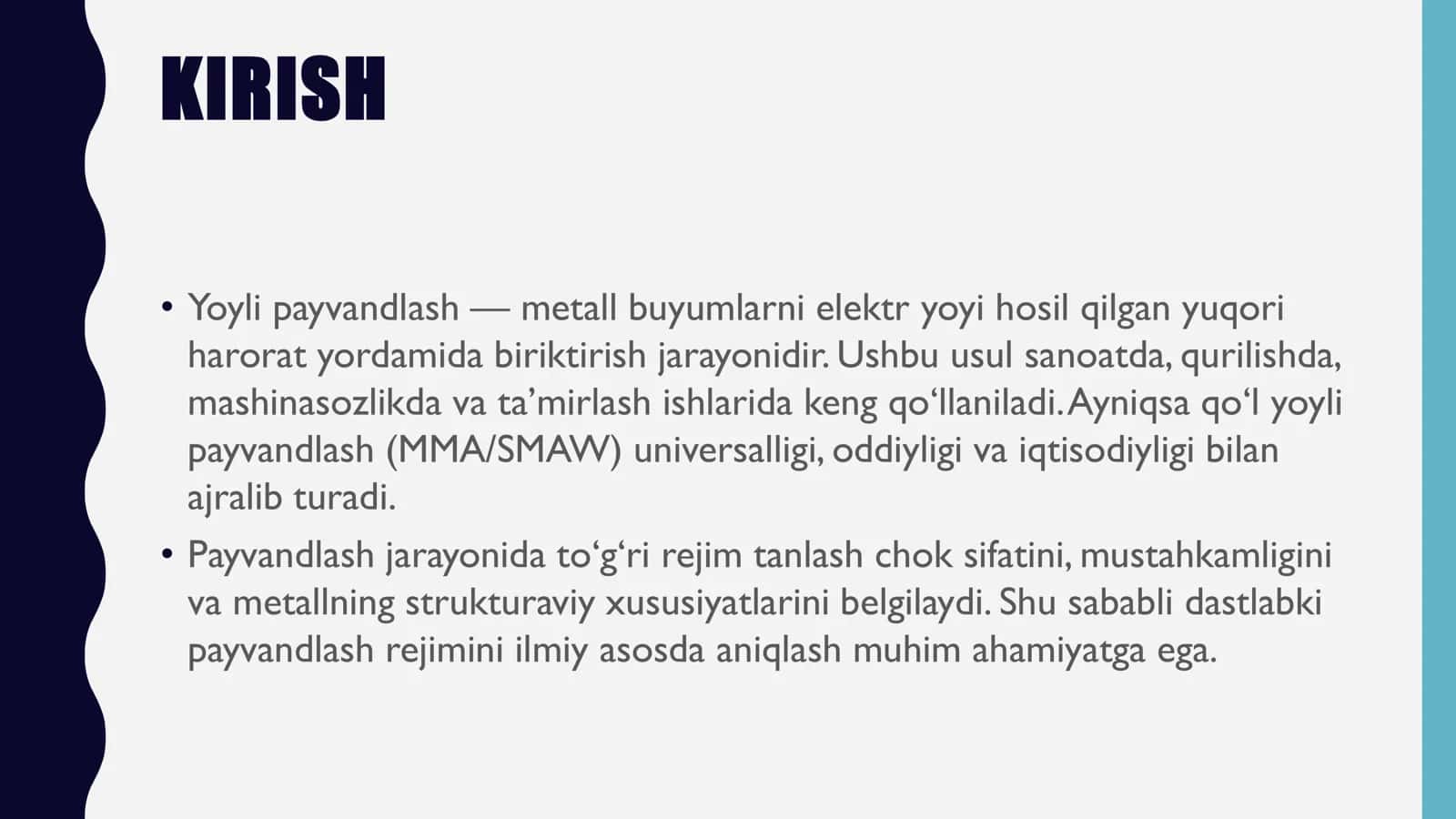 YOYLI DASTLABKI PAYVANDLASH REJIMI 3