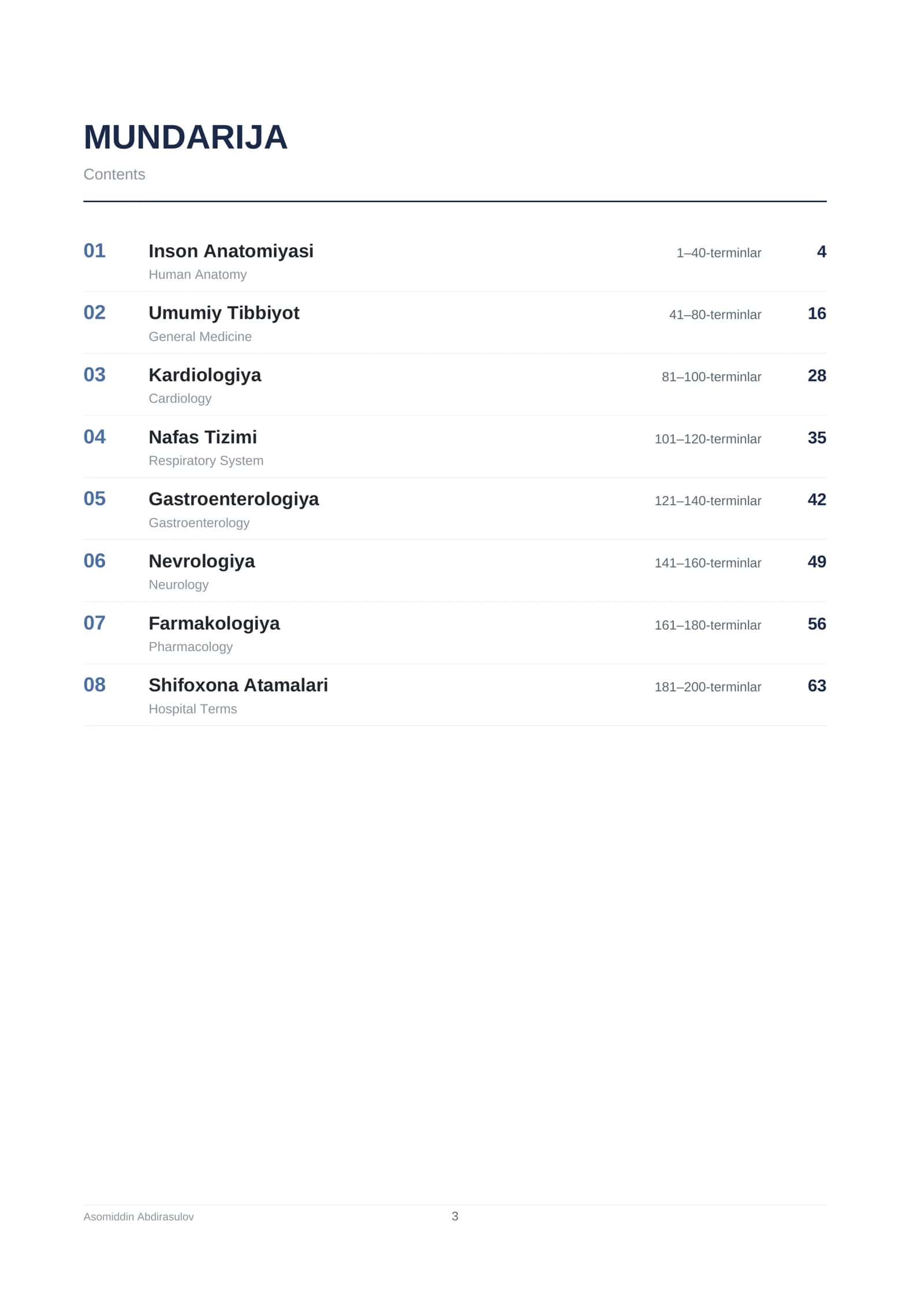 📘 200 Muhim Tibbiyot Terminlari (English–Uzbek) 3