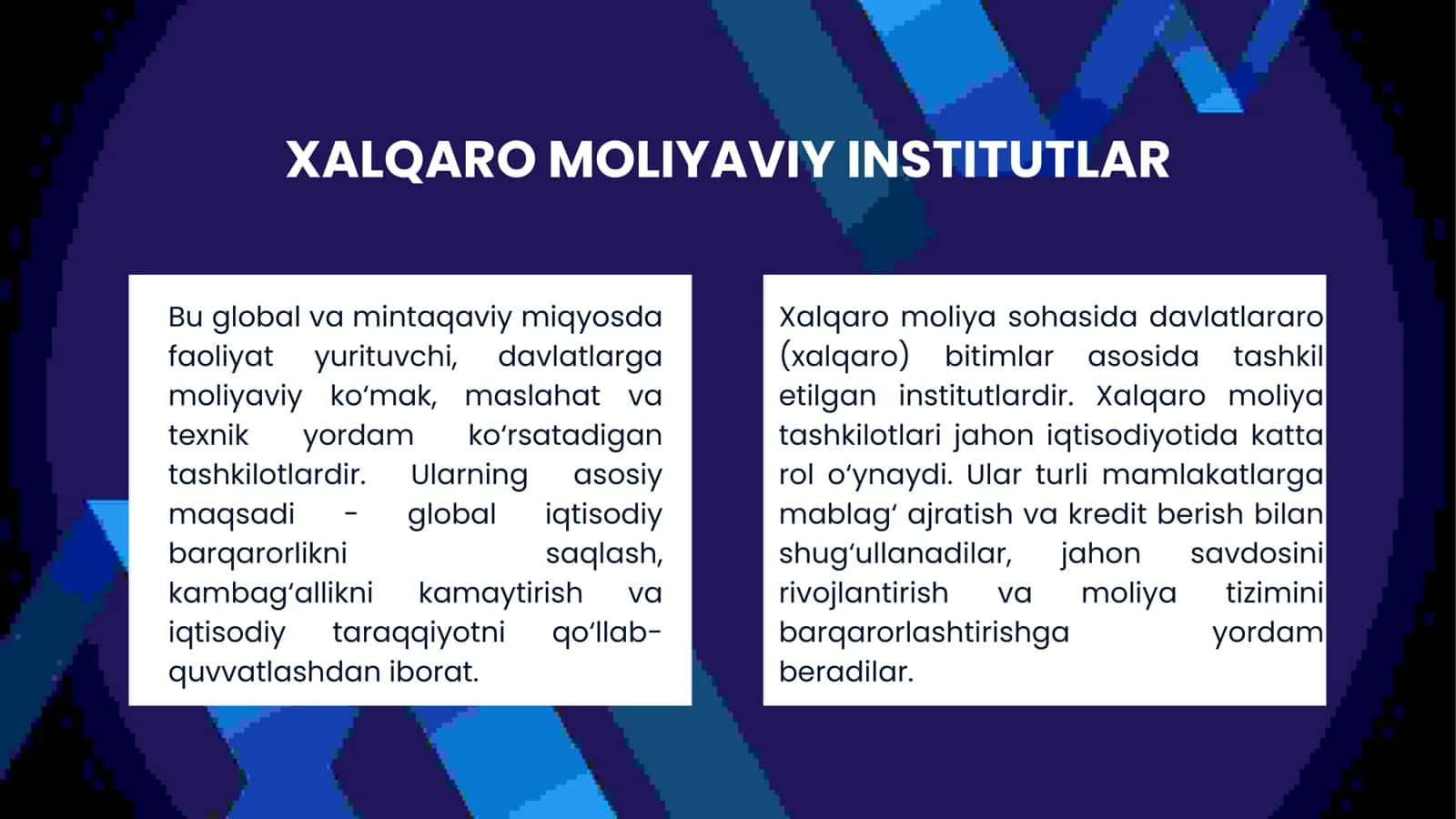 XALQARO MOLIYAVIY INSTITUTLAR 3