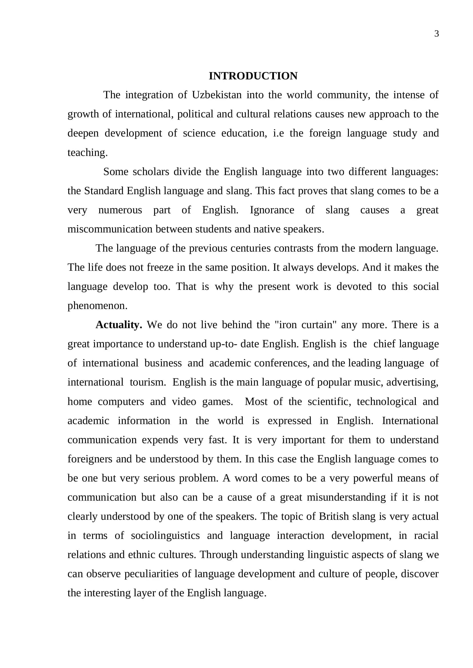 QUALIFICATION PAPER ON THE USAGE OF SLANG IN MODERN ENGLISH 3