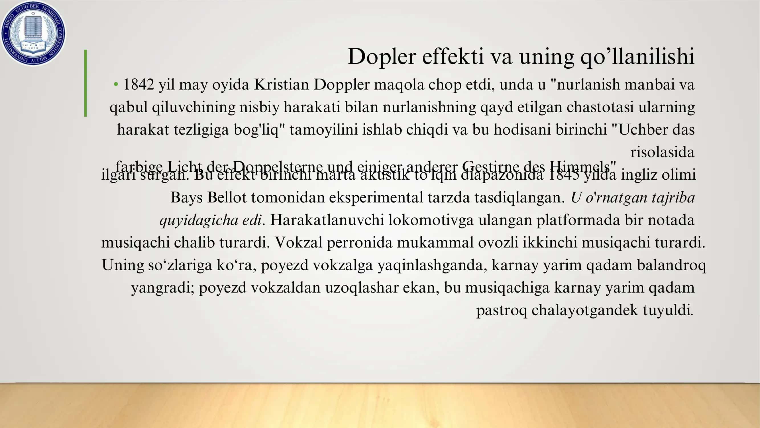 Dopler effekti va uning qo’llanilishi 3