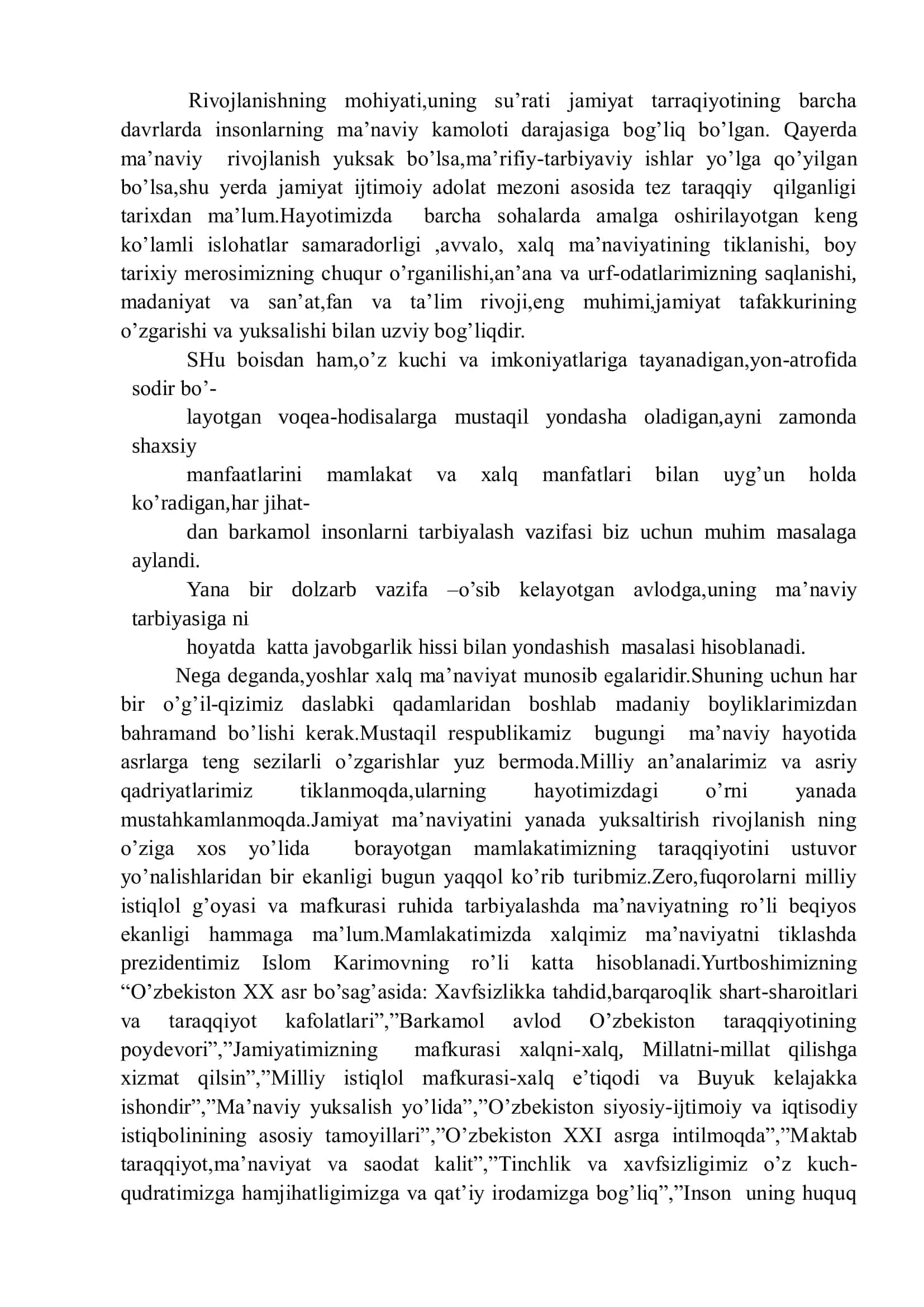 Islom Karimovning ma’naviy tarbiya haqidagi g’oyalari 3