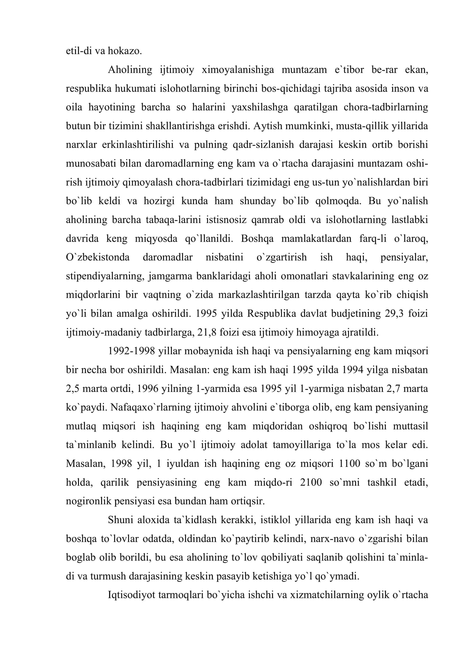 Aholini kuchli ijtimoiy himoyalash - davlat siyosatining bosh yo`nalishi 3