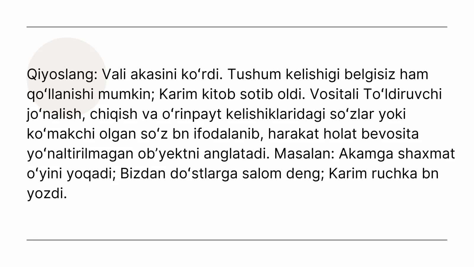 Vositali, vositasiz toʻldiruvchidan uslubiy foydalanish 3