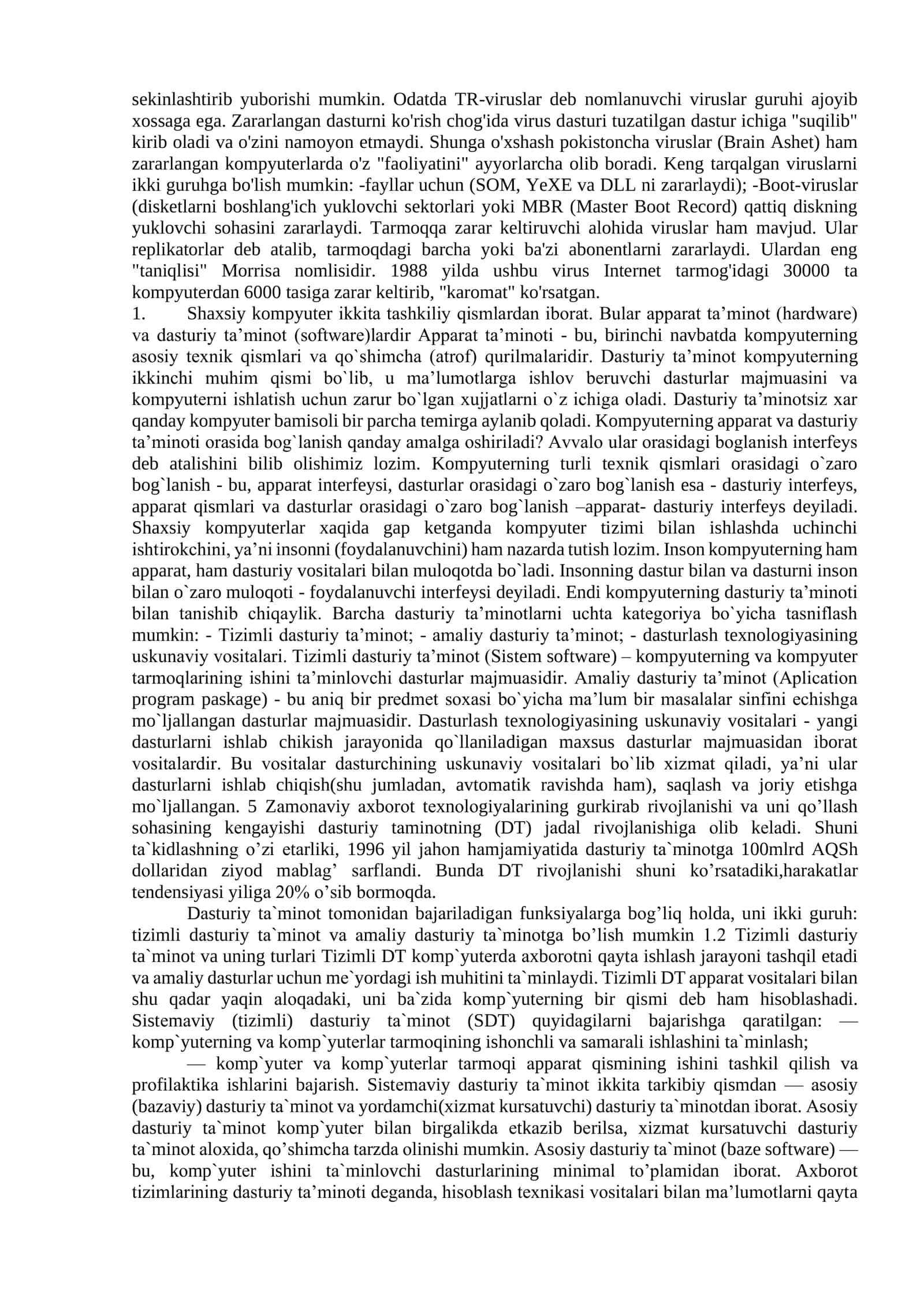 Iqtisodiyotda foydalaniladigan dasturiy maxsulotlar. Zamonaviy matn redaktorlari 3
