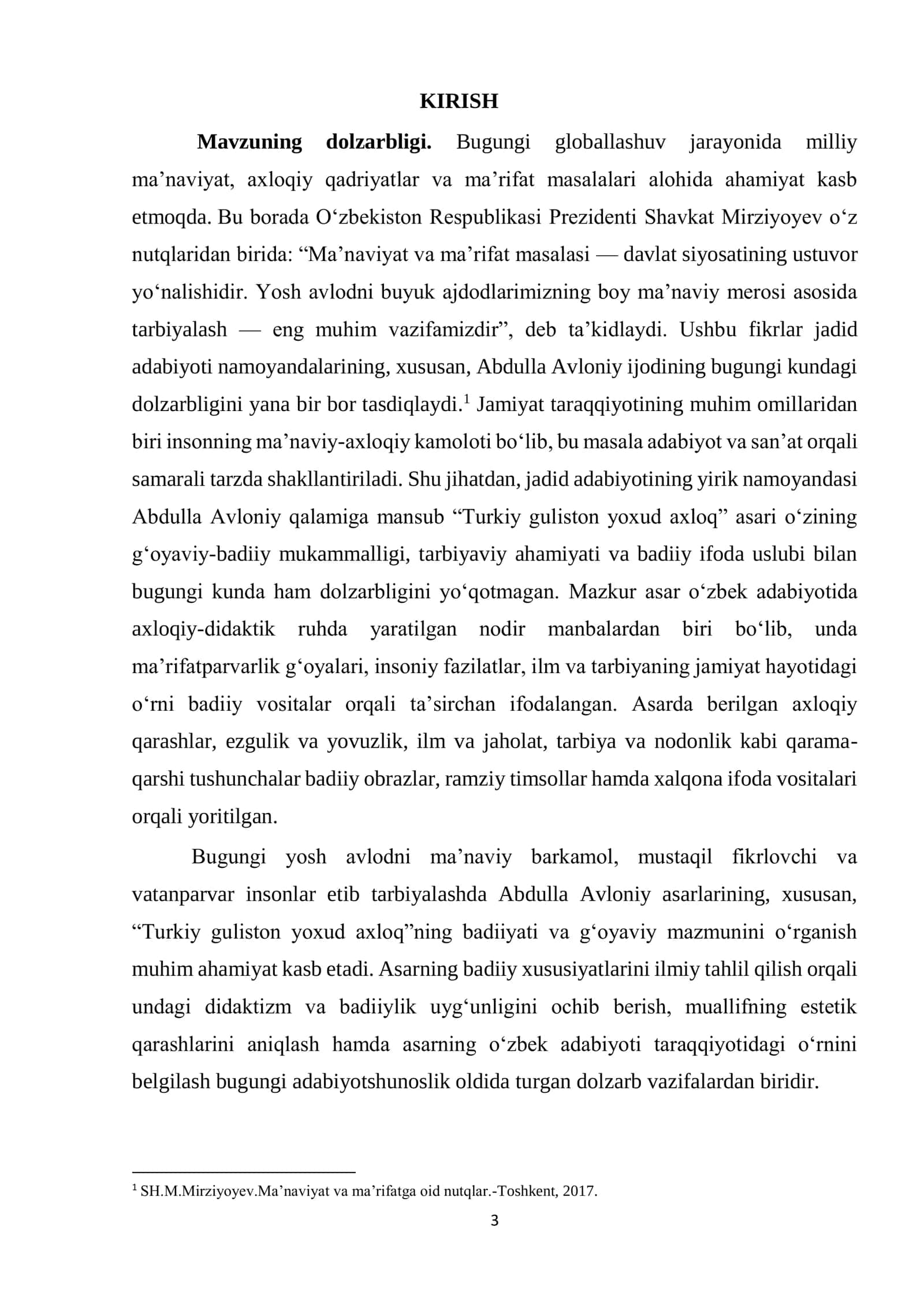 ABDULLA AVLONIYNING “TURKIY GULISTON YOXUD AXLOQ” ASARINING BADIIYATI 3