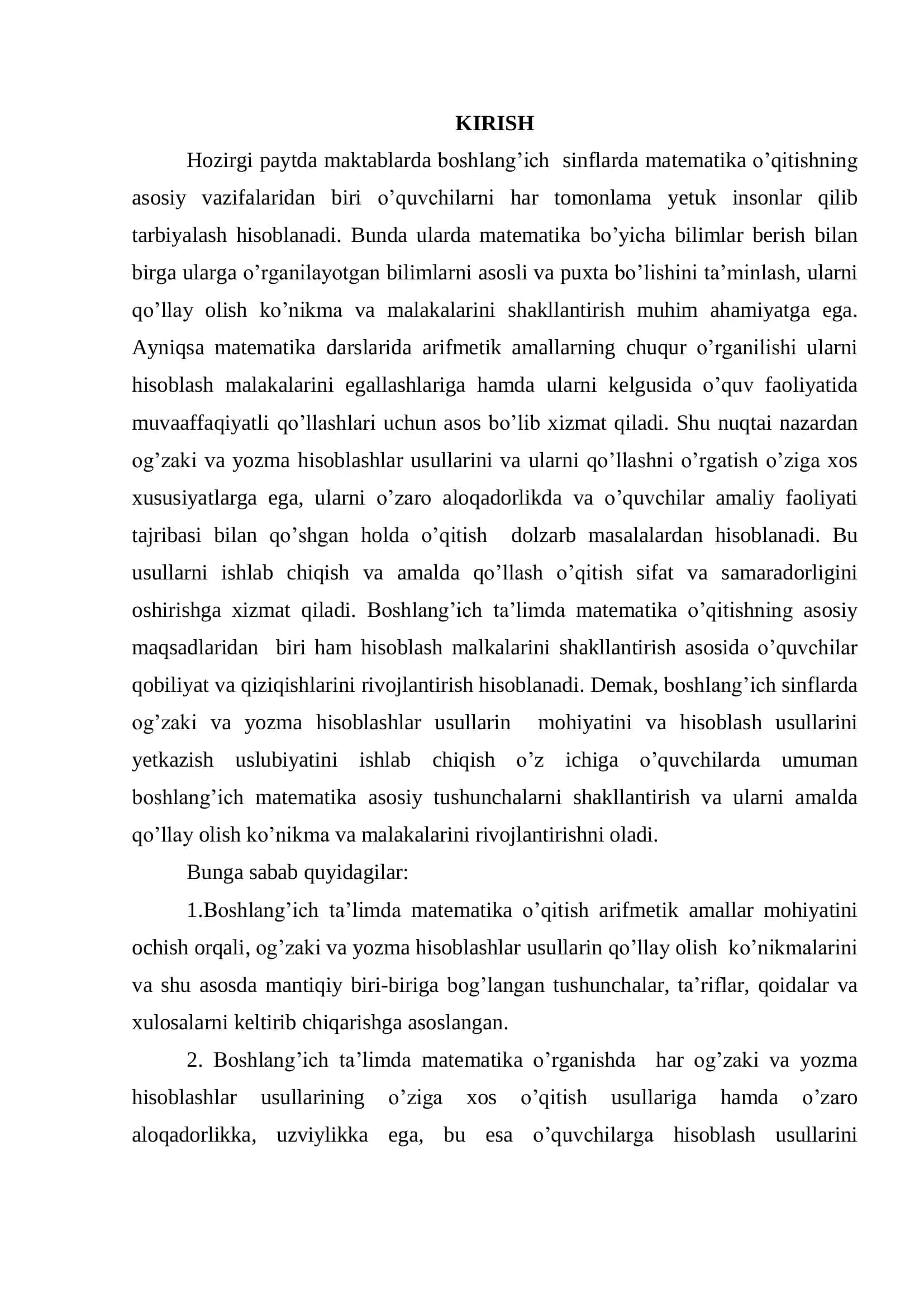 BOSHLANG’ICH SINF O’QUVCHILARINI HISOBLASH USULLARIGA O’RGATISH METODIKASI 3