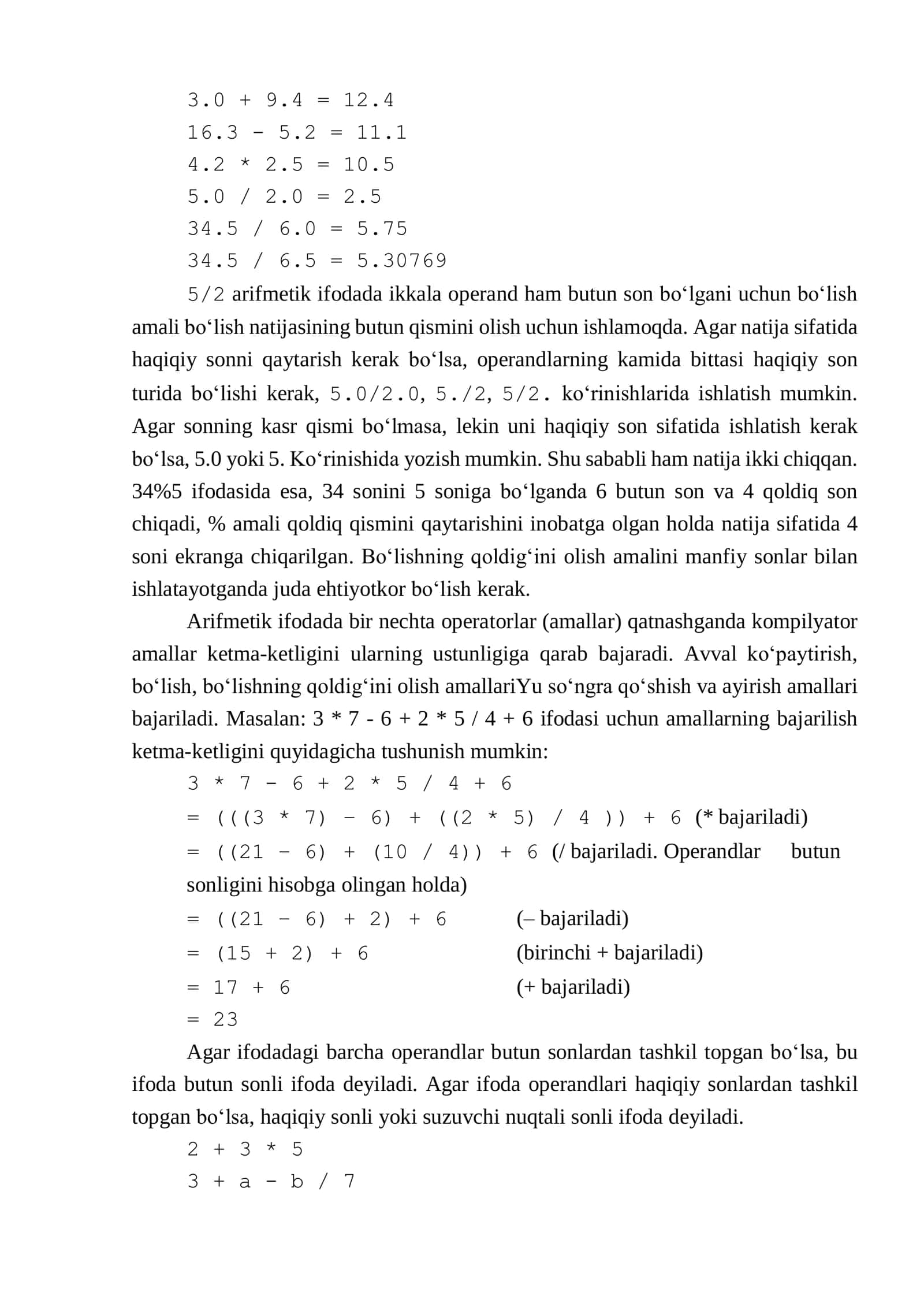 Ma’ruza 4. O’zgaruvchilar va ifodalar 3