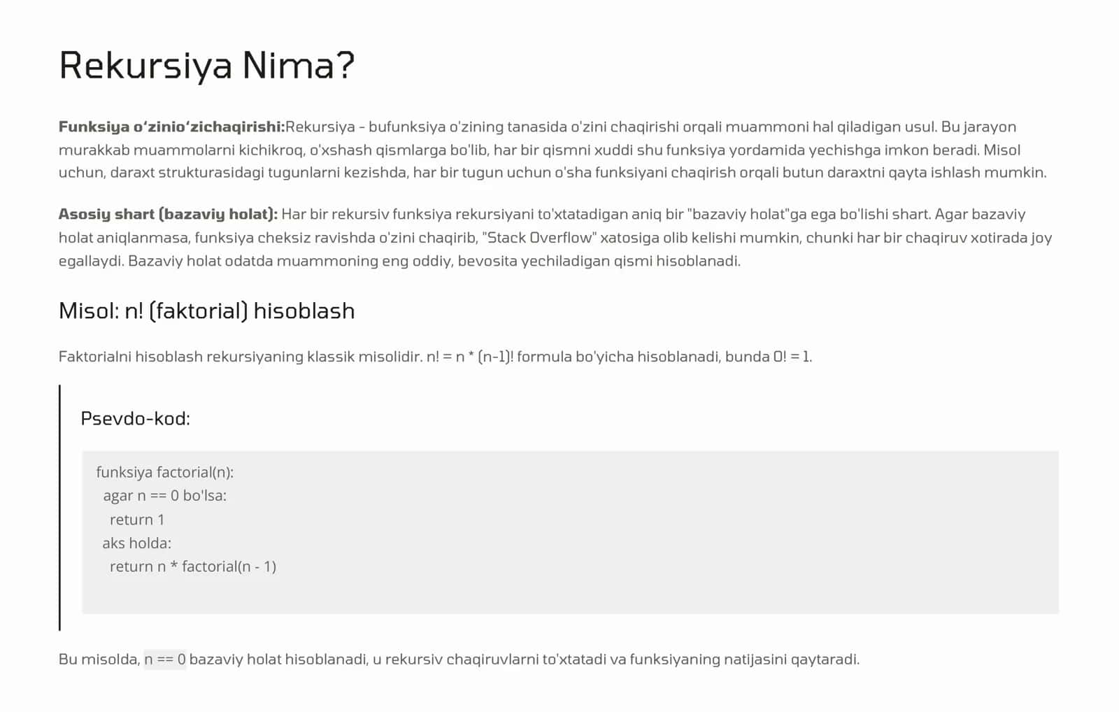 Algoritm Nima va Takrorlanish Usullari 3