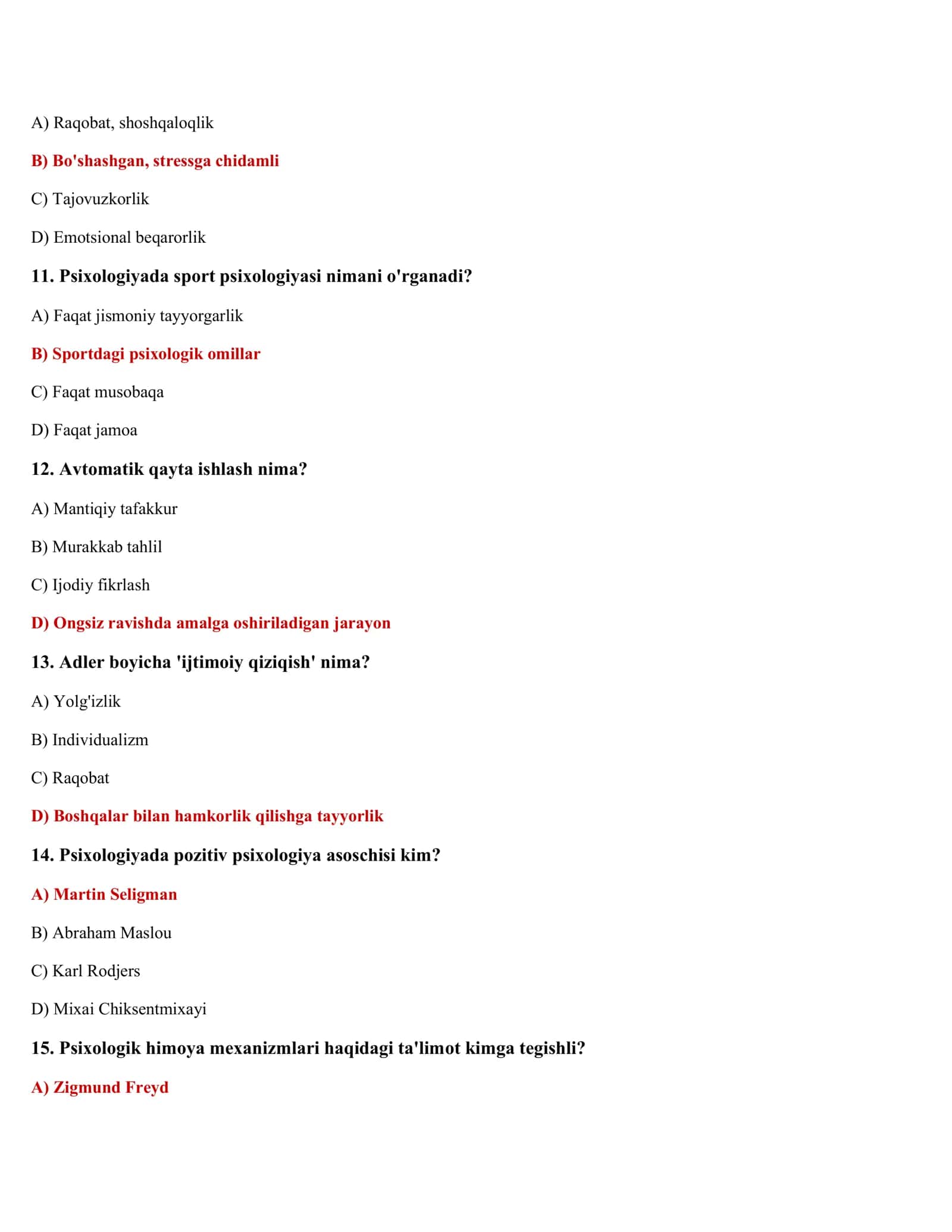 PSIXOLOGIYA FANIDAN TESTLAR (500 ta) 3