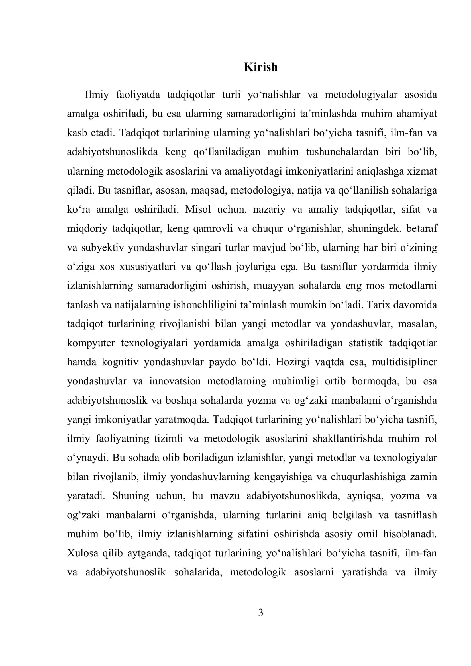 Tadqiqot turlari bo'yicha tasniflanishi 3