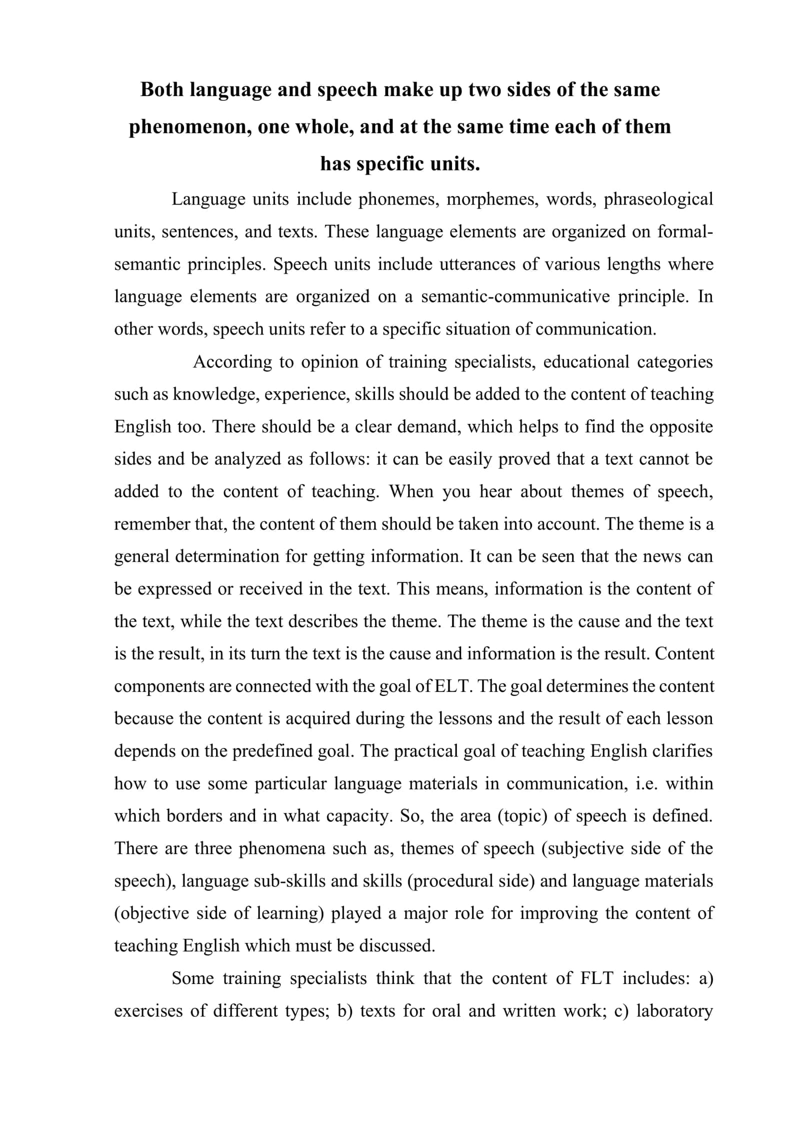 Content of teaching English The questions 3