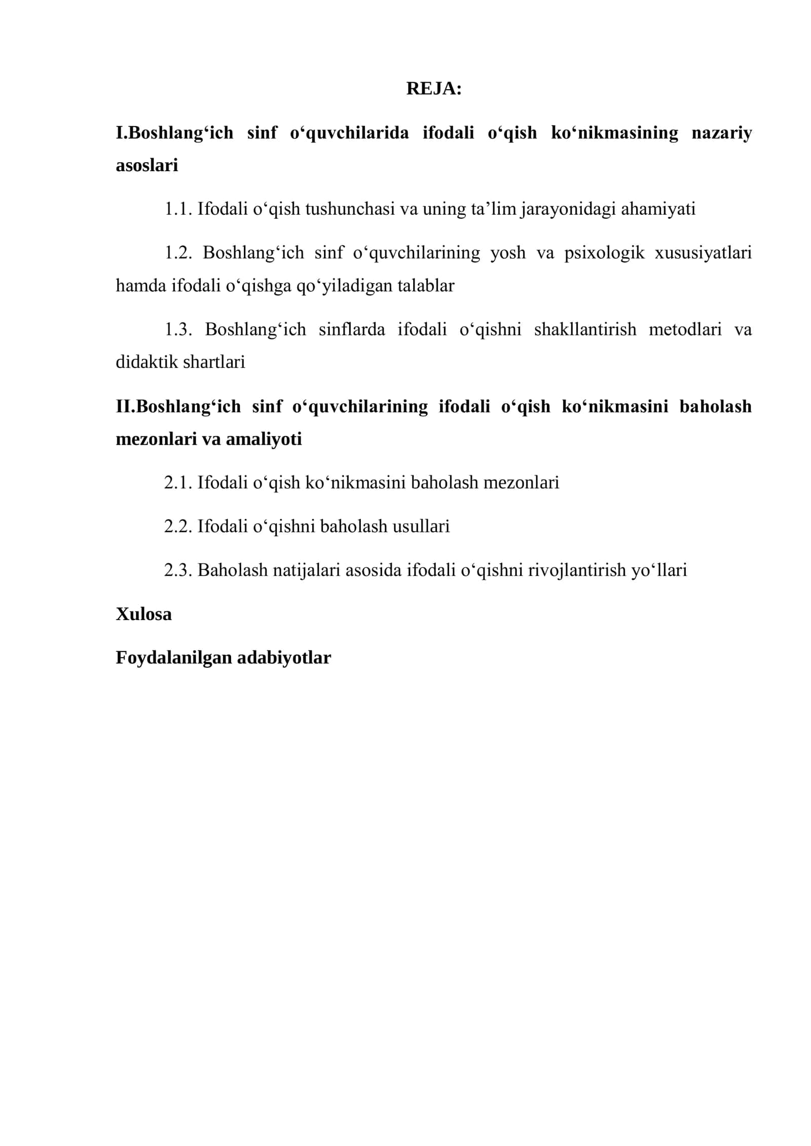BOSHLANGʻICH SINFLARDA “IFODALI OʻQISH” KOʻNIKMASINI BAHOLASH MEZONLARI 3