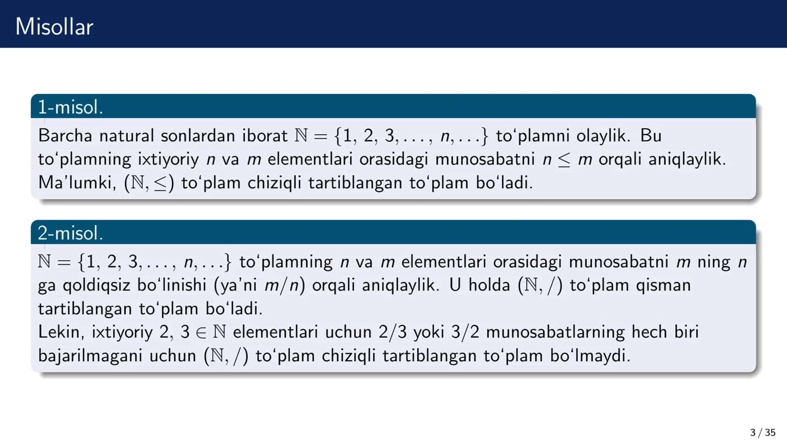 Tartiblangan to‘plamlar 3
