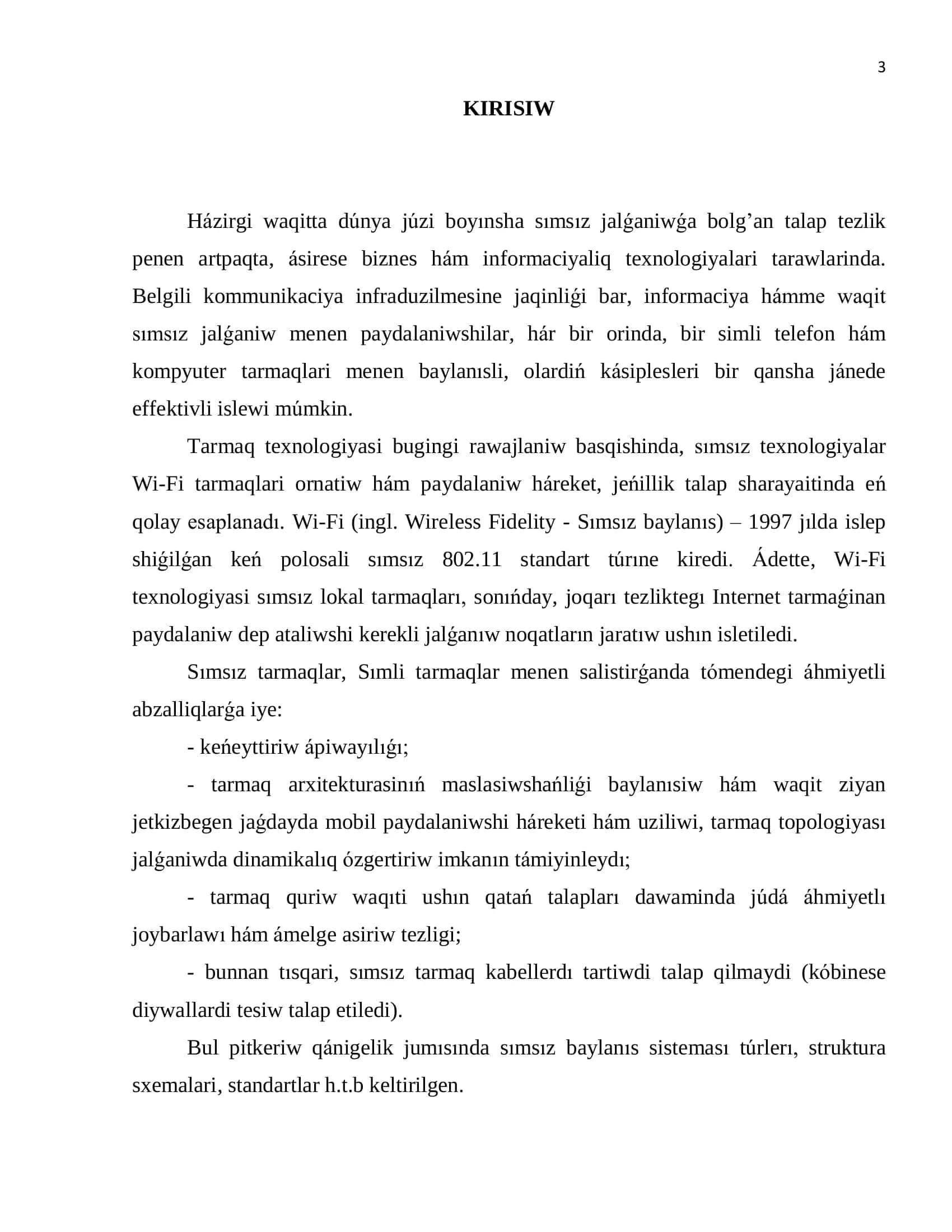 Wi-Fi texnologiyasınıń dúzilisi hám qurılıw principlerin úyreniw 3