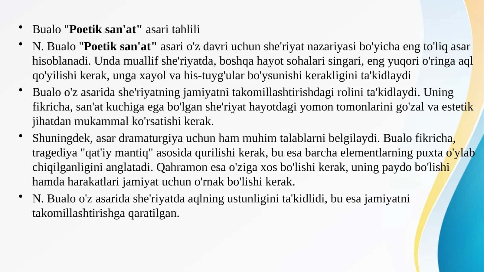 Bualoning Poetik san’at va Aristotelning Poetika asari tahlili 3