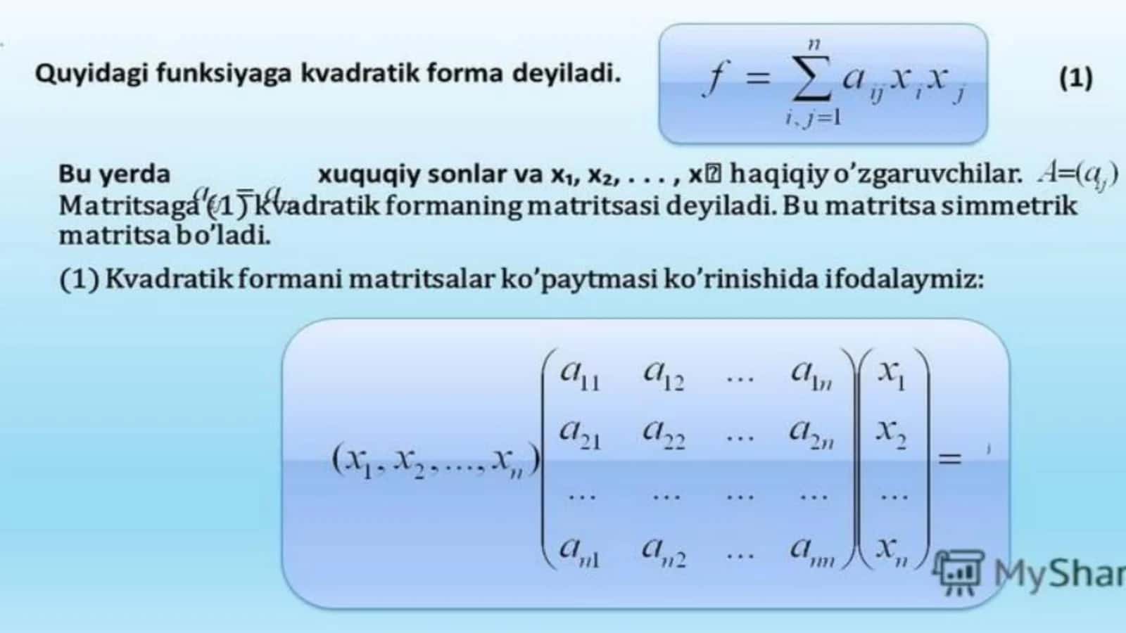KVADRATIK FORMULALAR 3