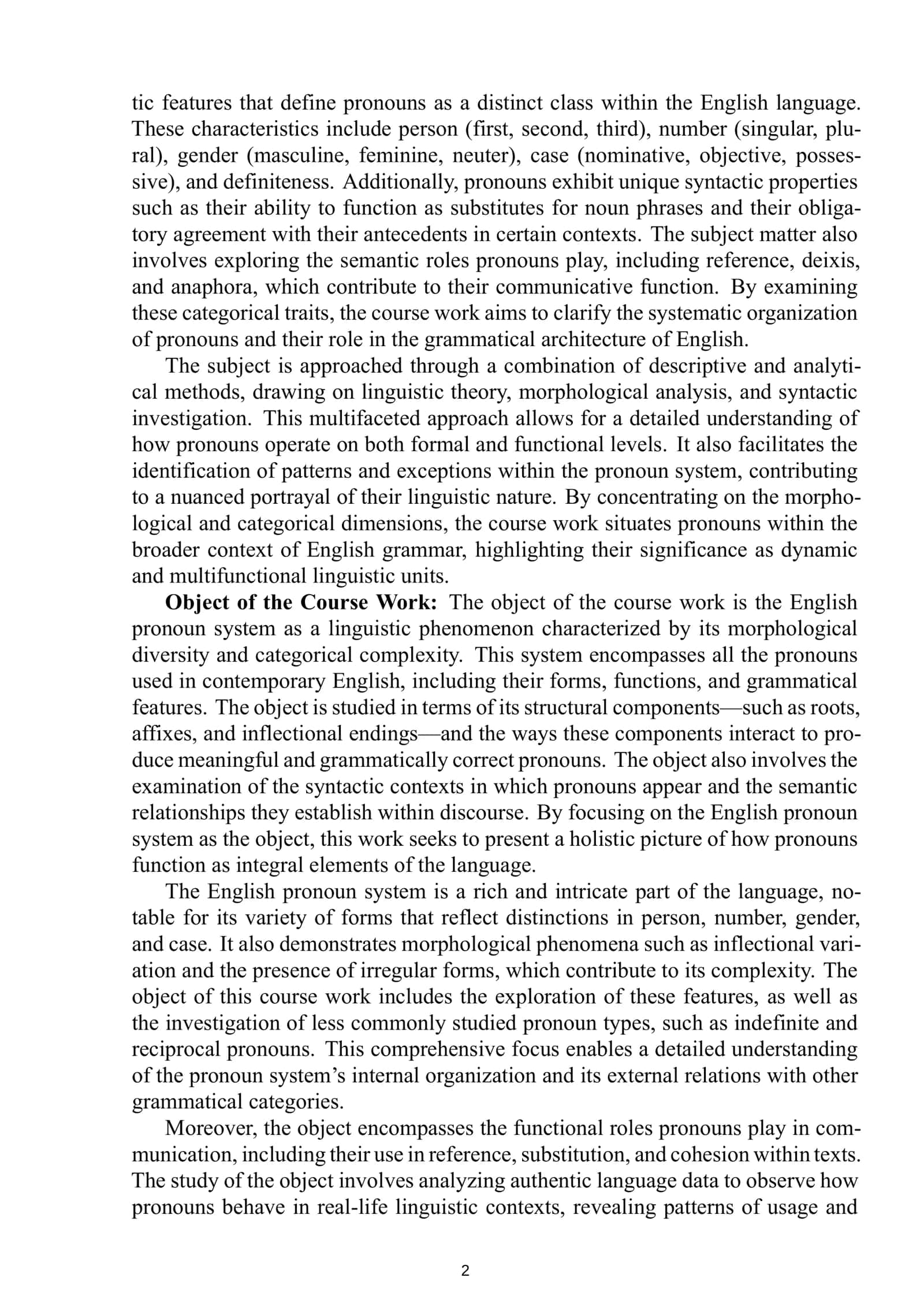 Morphological Features of Pronouns 3