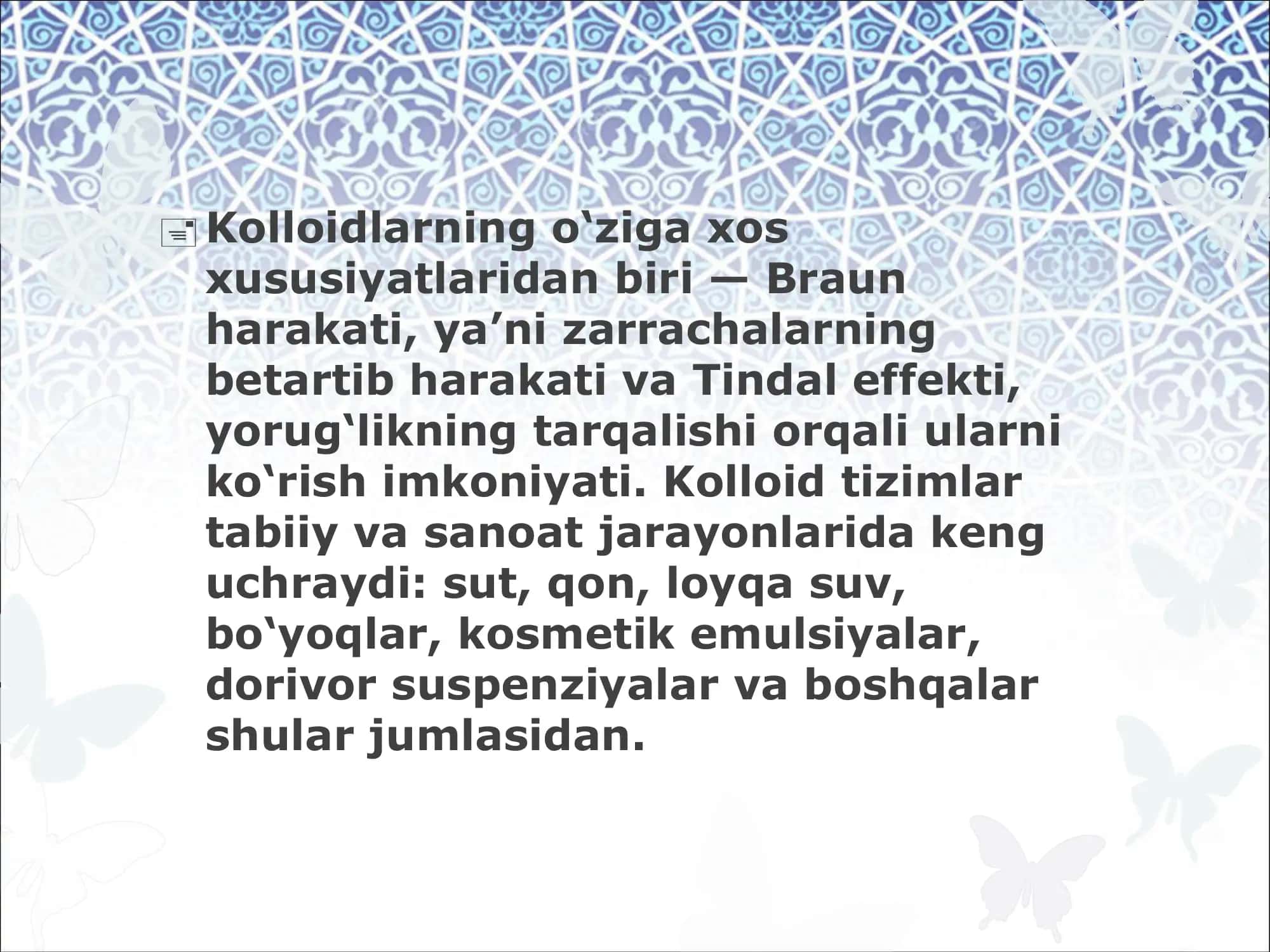 Kolloid sistemalar holatining oʻzgarishi 3