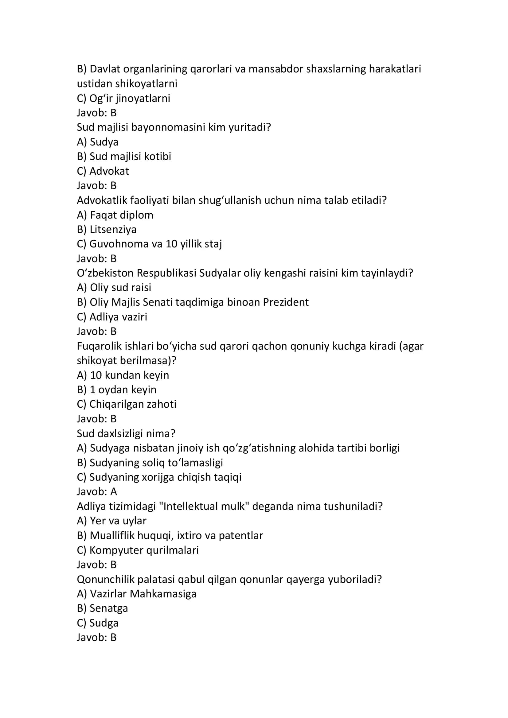 100 talik test sud va adliya tizimi xodimlari uchun 3