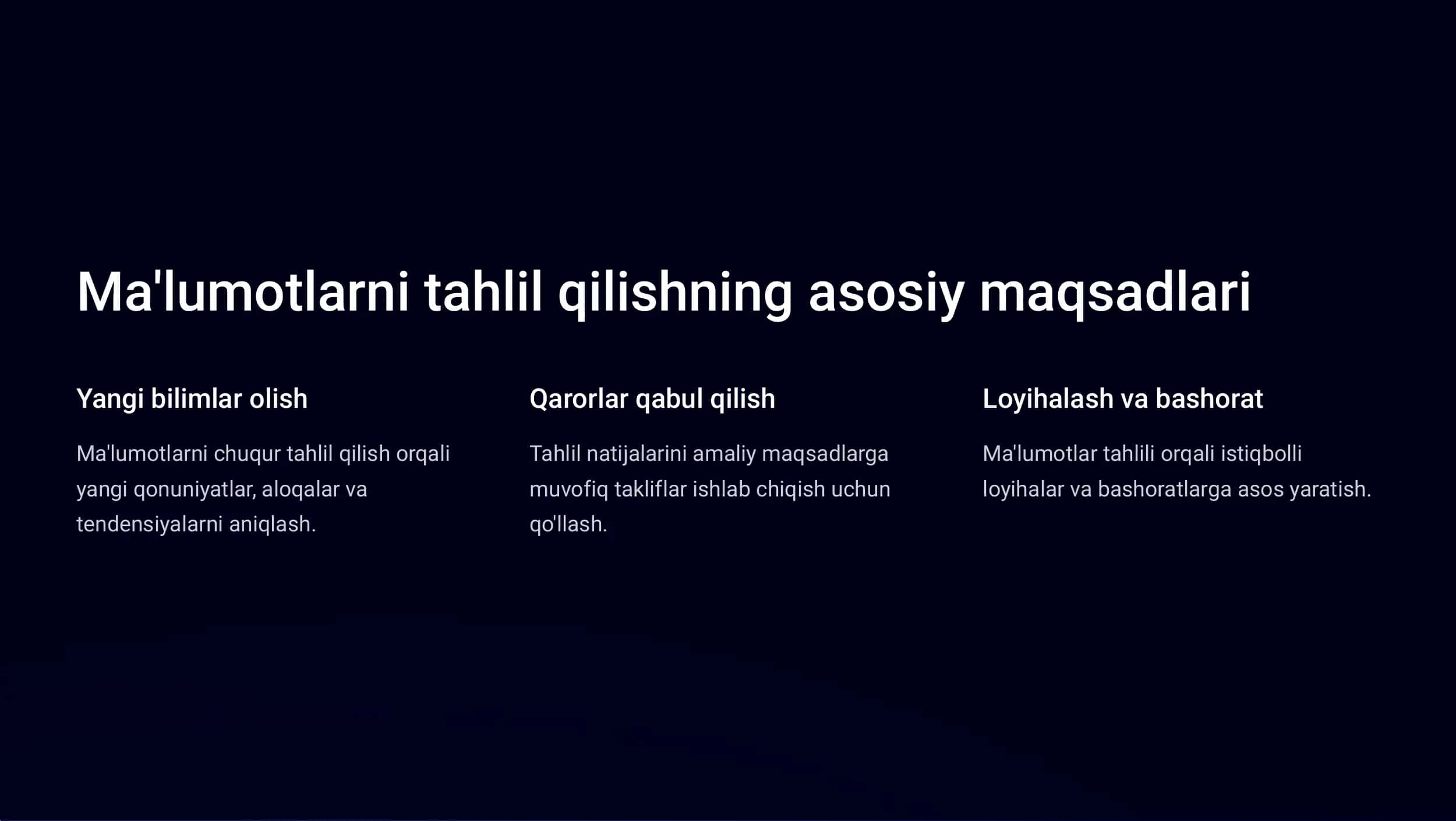 Ma'lumotlarni kompleks tahlil qilish metodlari va vositalari 3