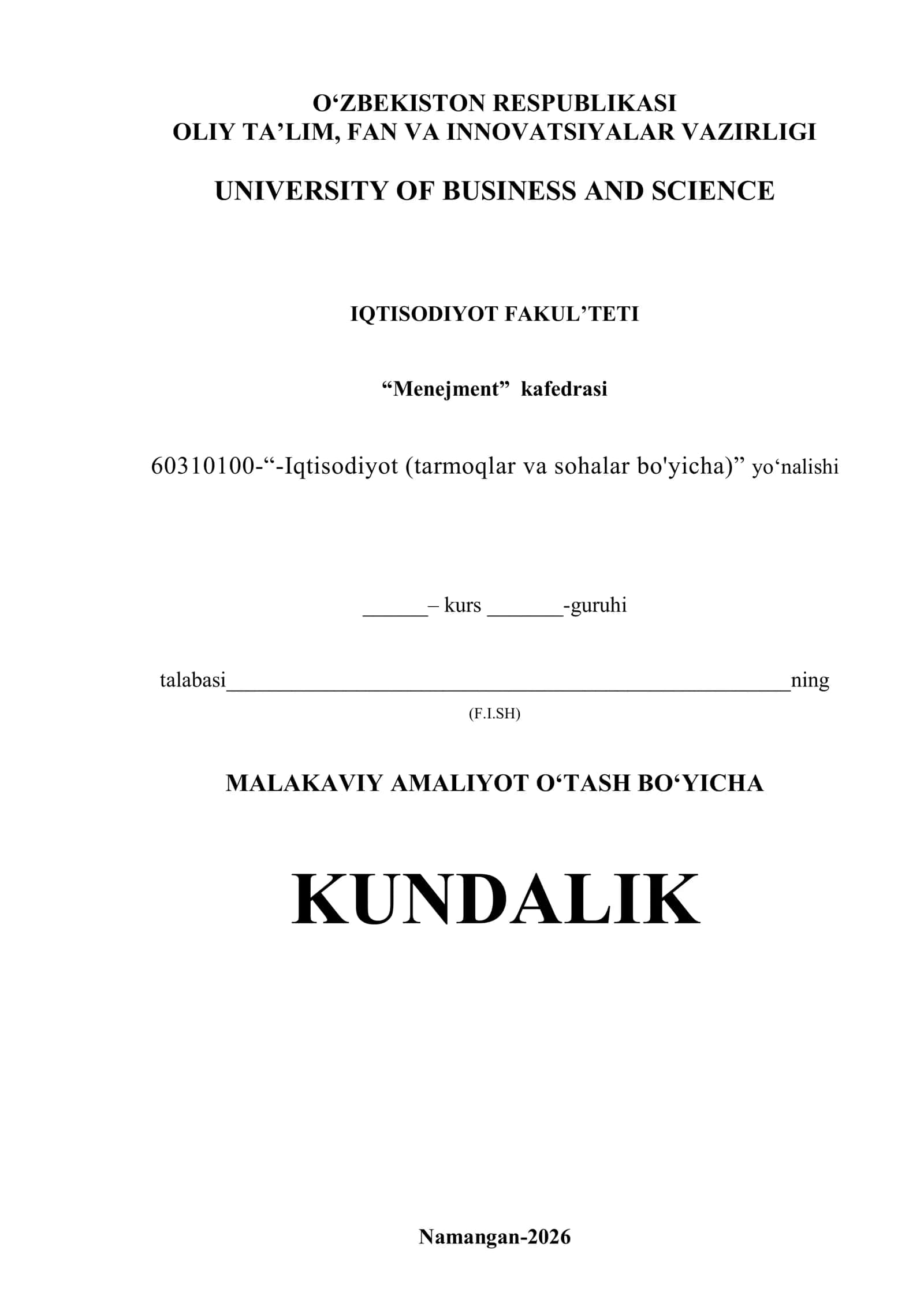 Malakaviy amaliyot bo'yicha hisoboti 3