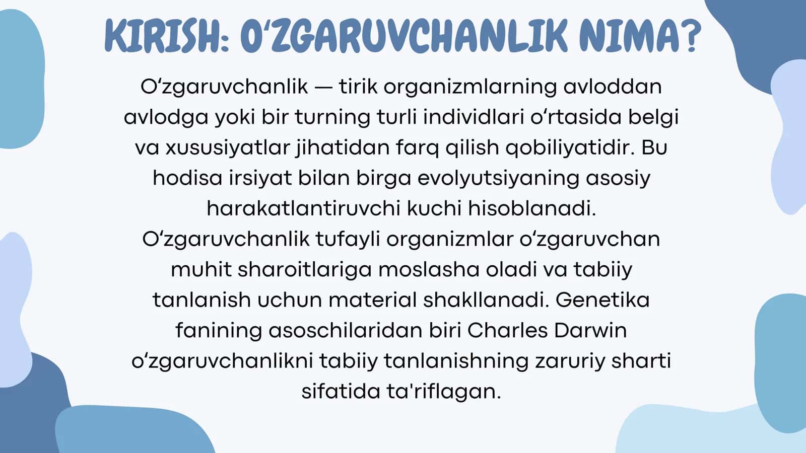 OʻZGARUVCHANLIK: SHAKLLARI, BIOLOGIK VA TIBBIY AHAMIYATI 3