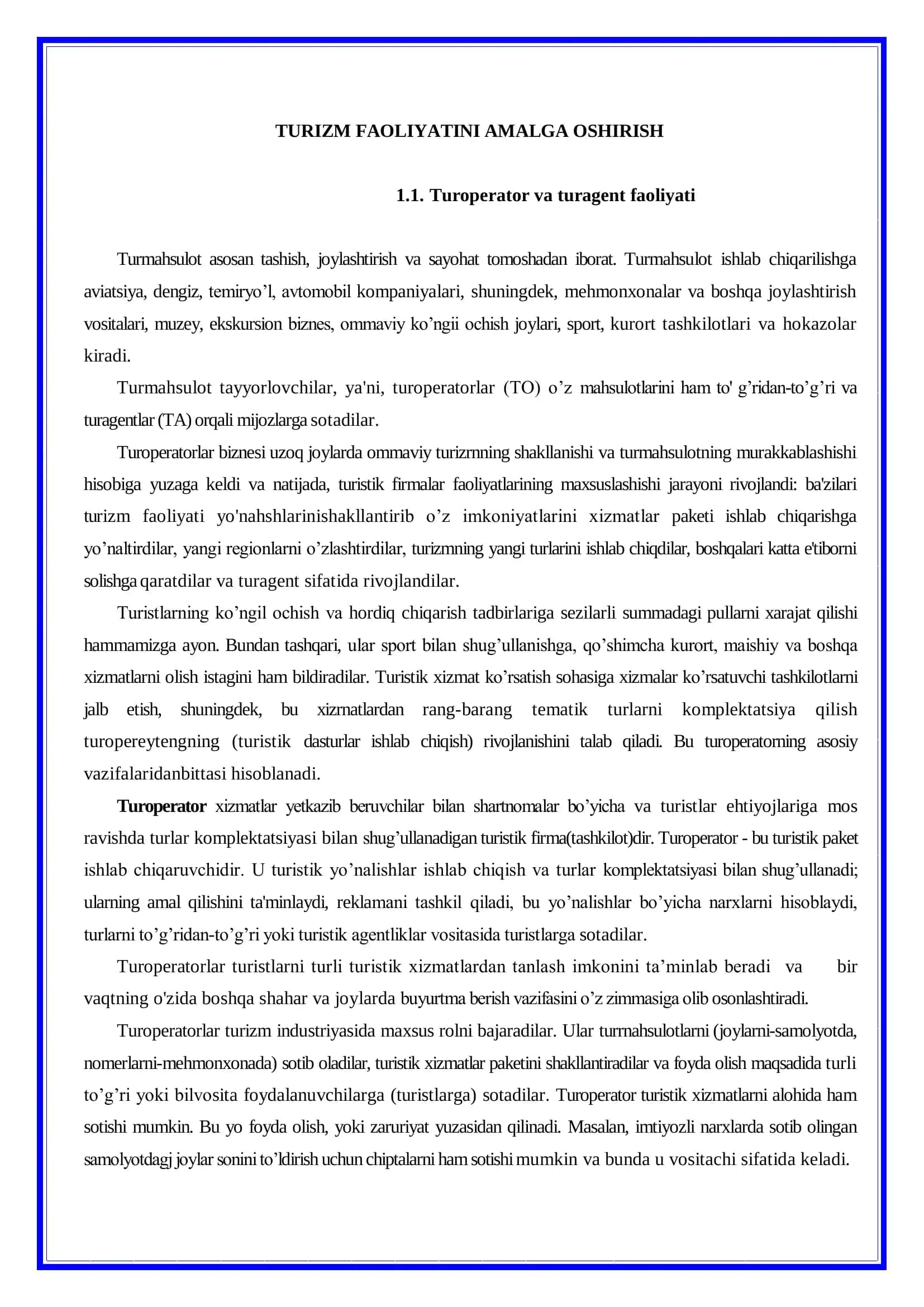 TURIZM FAOLIYATINI AMALGA OSHIRISH 3